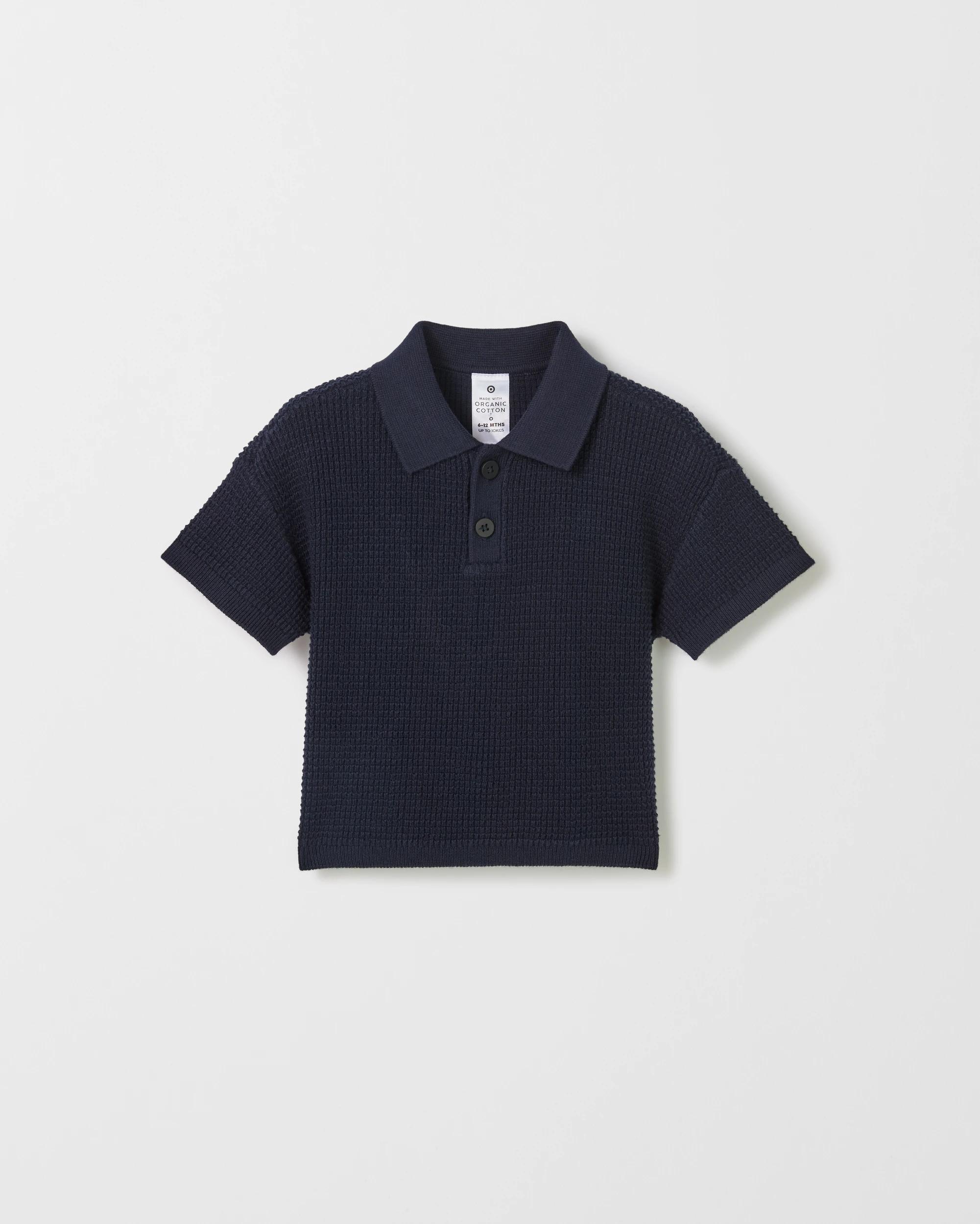 1 Target Baby Baby Organic Cotton Knit Polo Top NAVY, 1 of 1