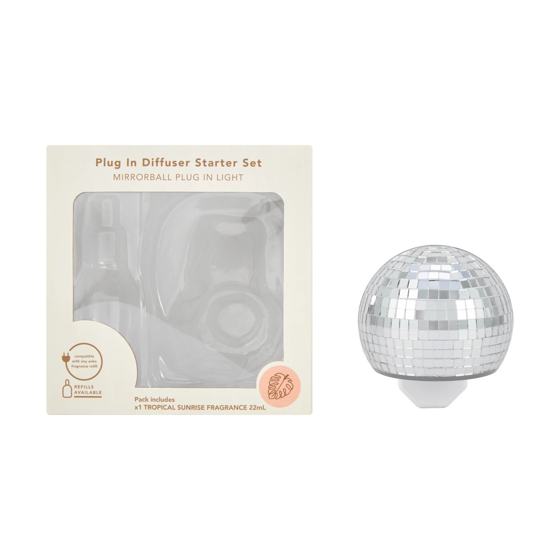1 Mirror Ball Plug-In Diffuser with Light Starter Set - Tropical Sunrise Fragrance, 1 of 10