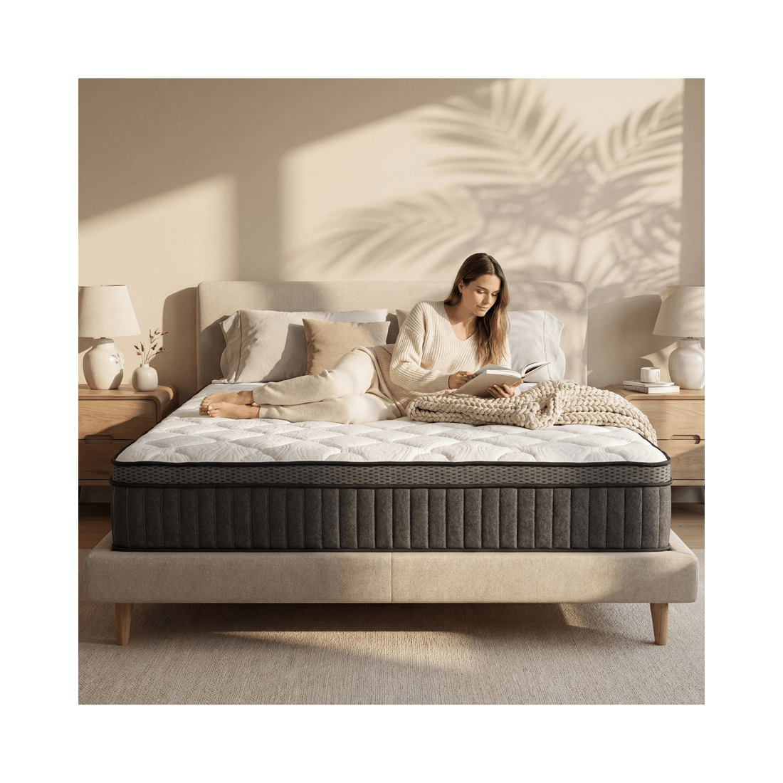 10 Advwin 32CM Queen Size Hybrid Mattress Medium Firm Feel Pocket Springs - White, 10 of 10