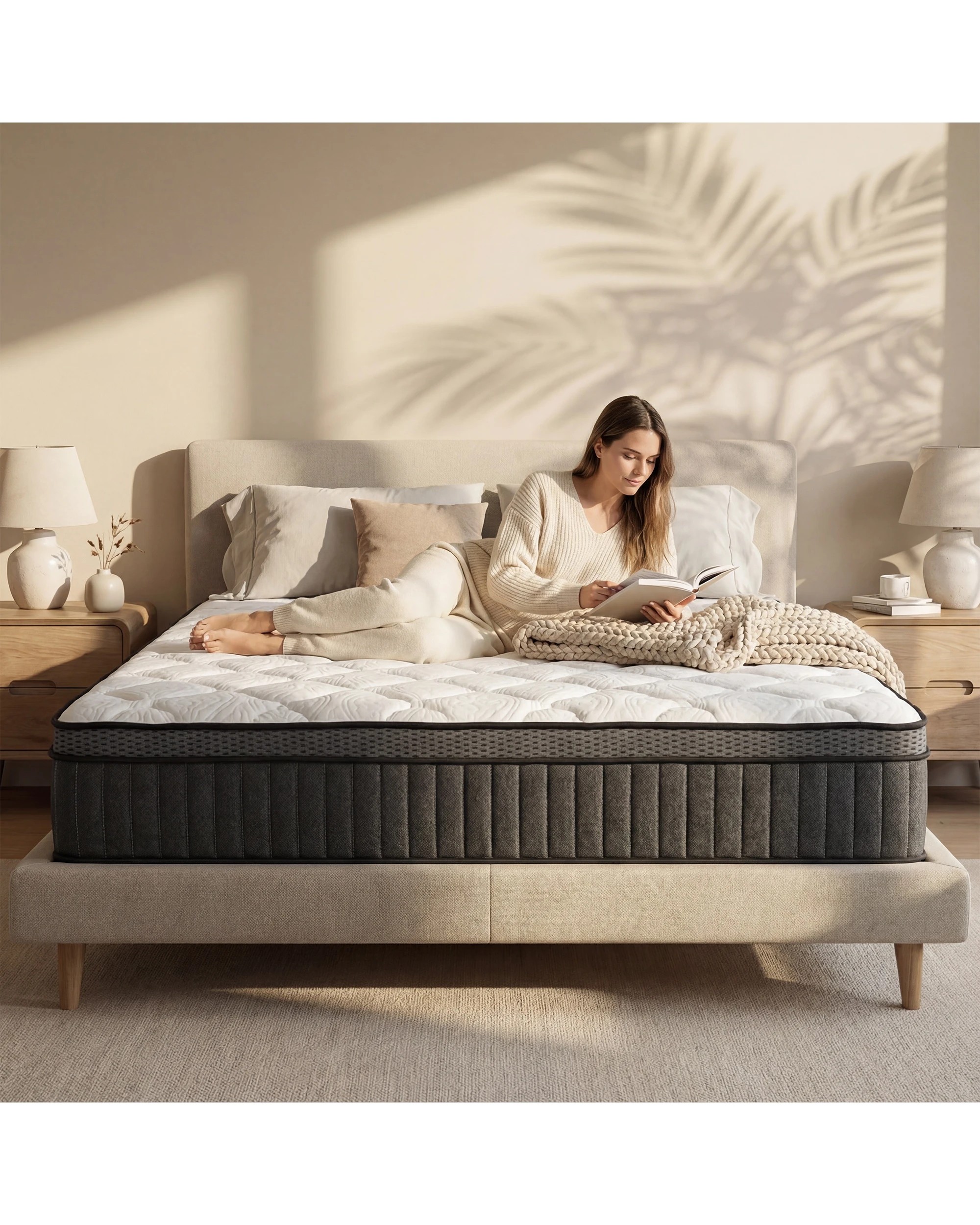 10 Advwin 32CM Queen Size Hybrid Mattress Medium Firm Feel Pocket Springs - White, 10 of 10