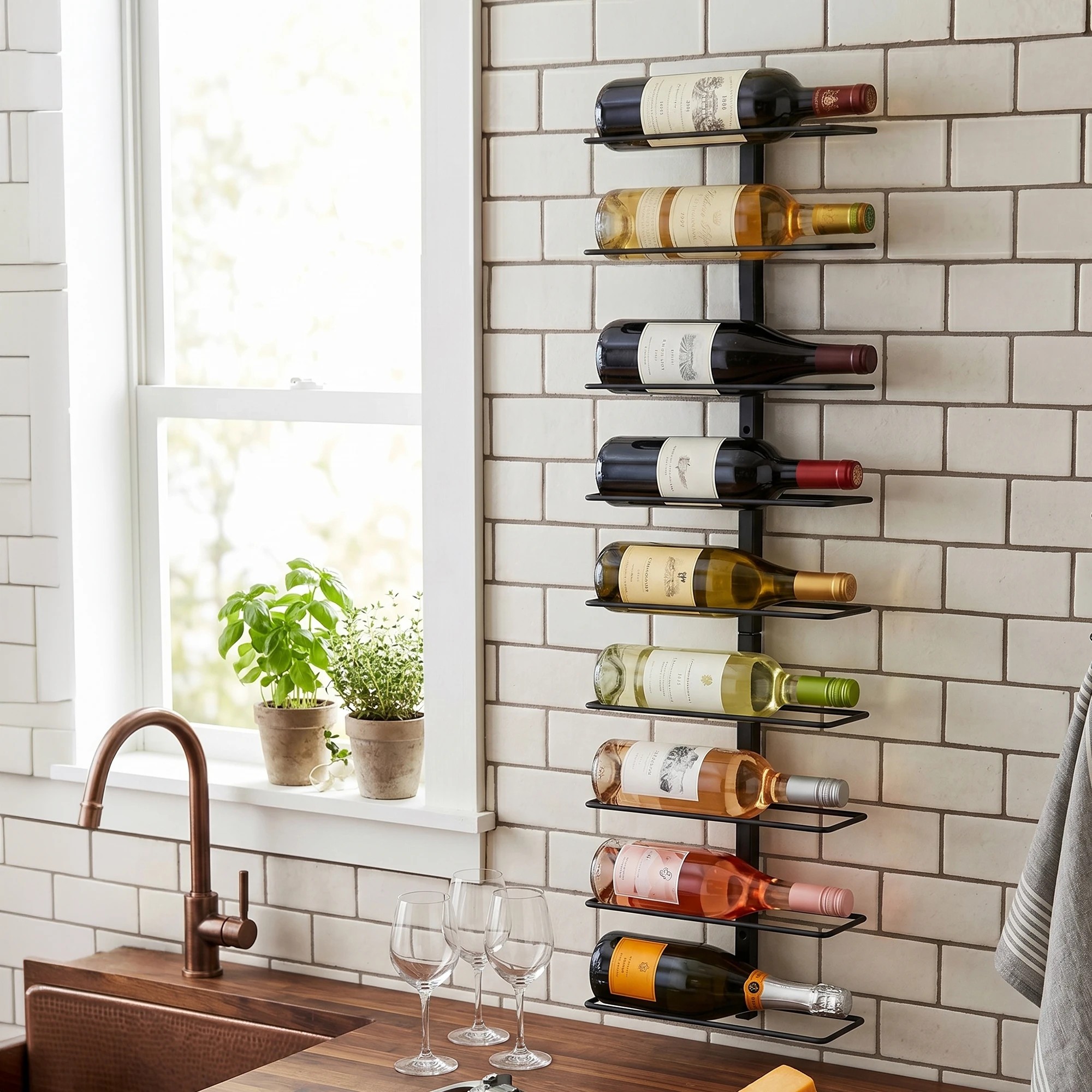 5 Artiss Wall Mounted Wine Rack 9 Bottles Display Storage Organizer Metal - Black, 5 of 8