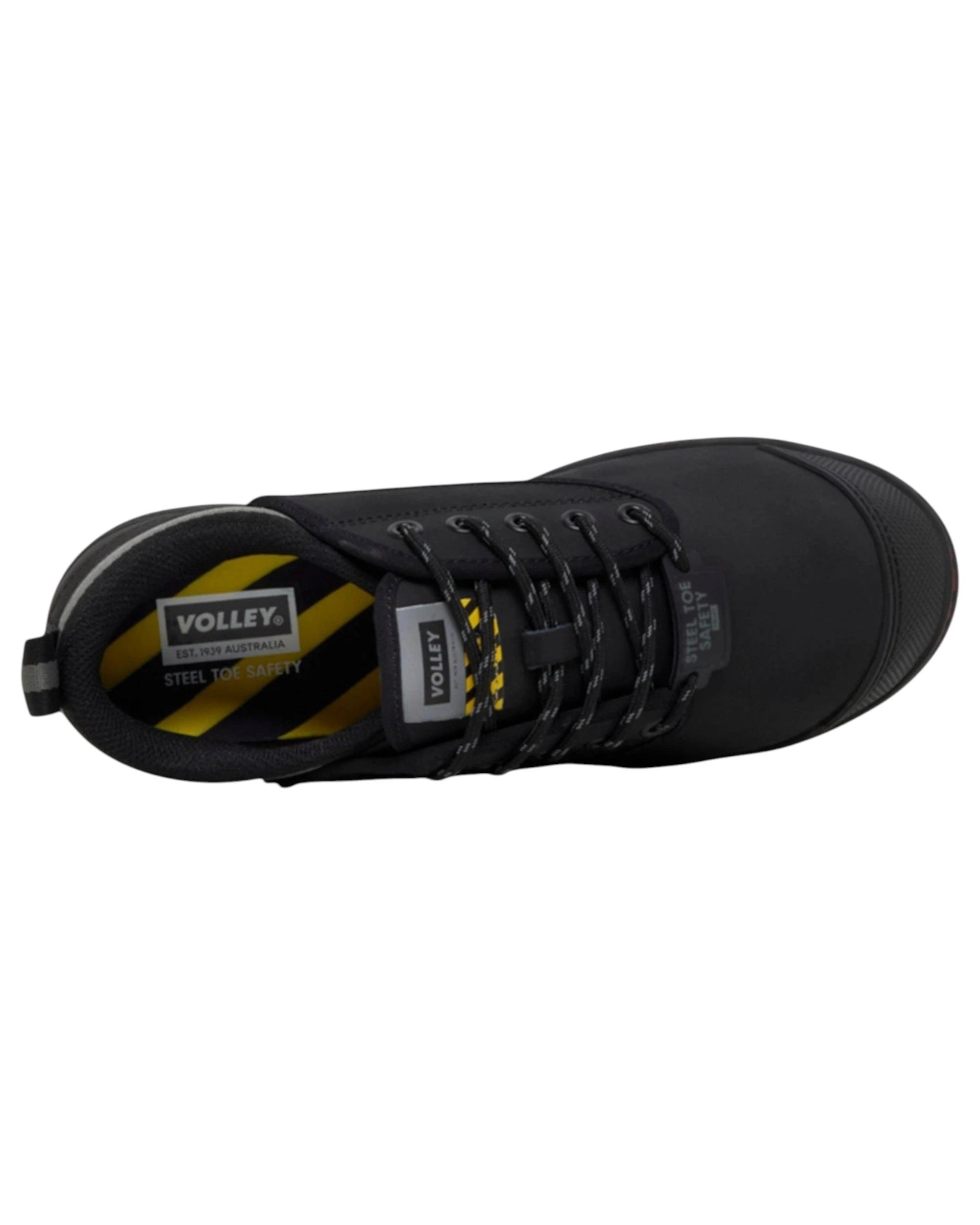5 Volley Mens Safety Leather Steel Toe Caps Work Lace Up Shoes BLACK NUBUCK, 5 of 6