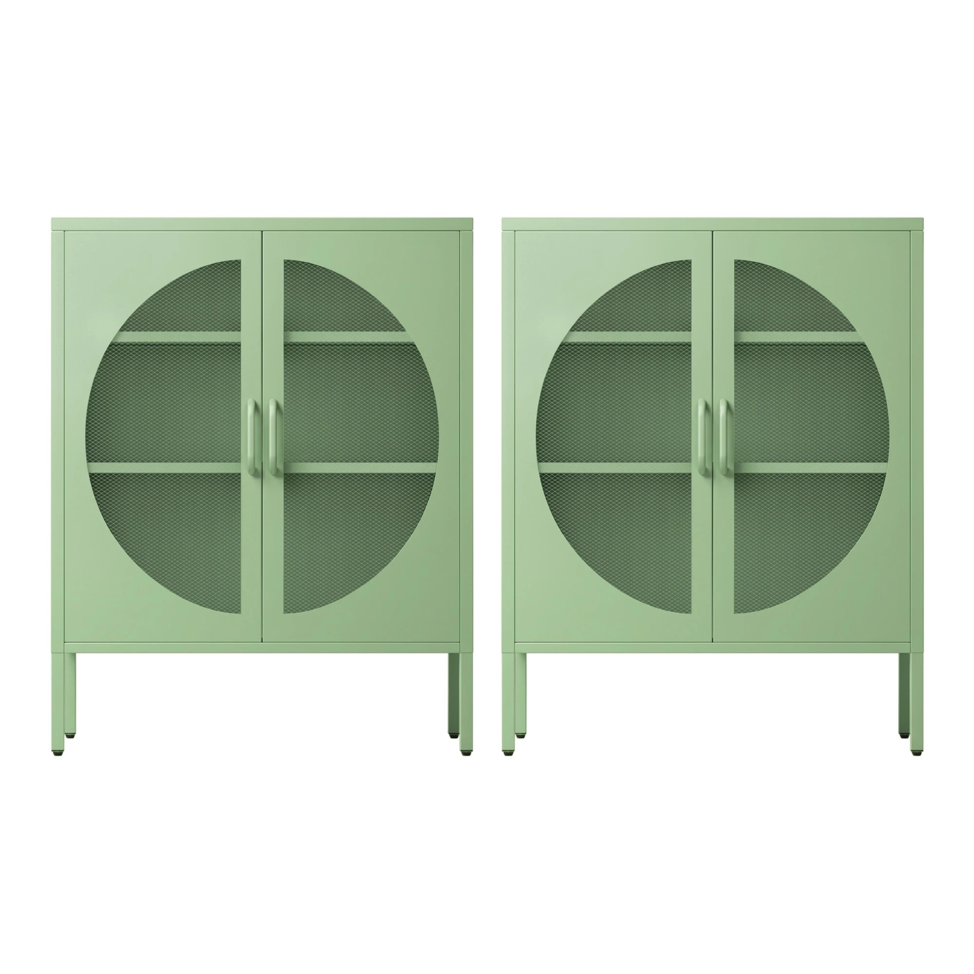 3 Artiss 2x Buffet Sideboard Cabinet ELSA Cupboard Storage Mesh Doors Metal - Green, 3 of 8