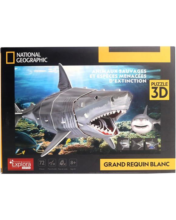 National Geographic Great Shark 3D Puzzle Kids Toy Interactive Construction - Multi