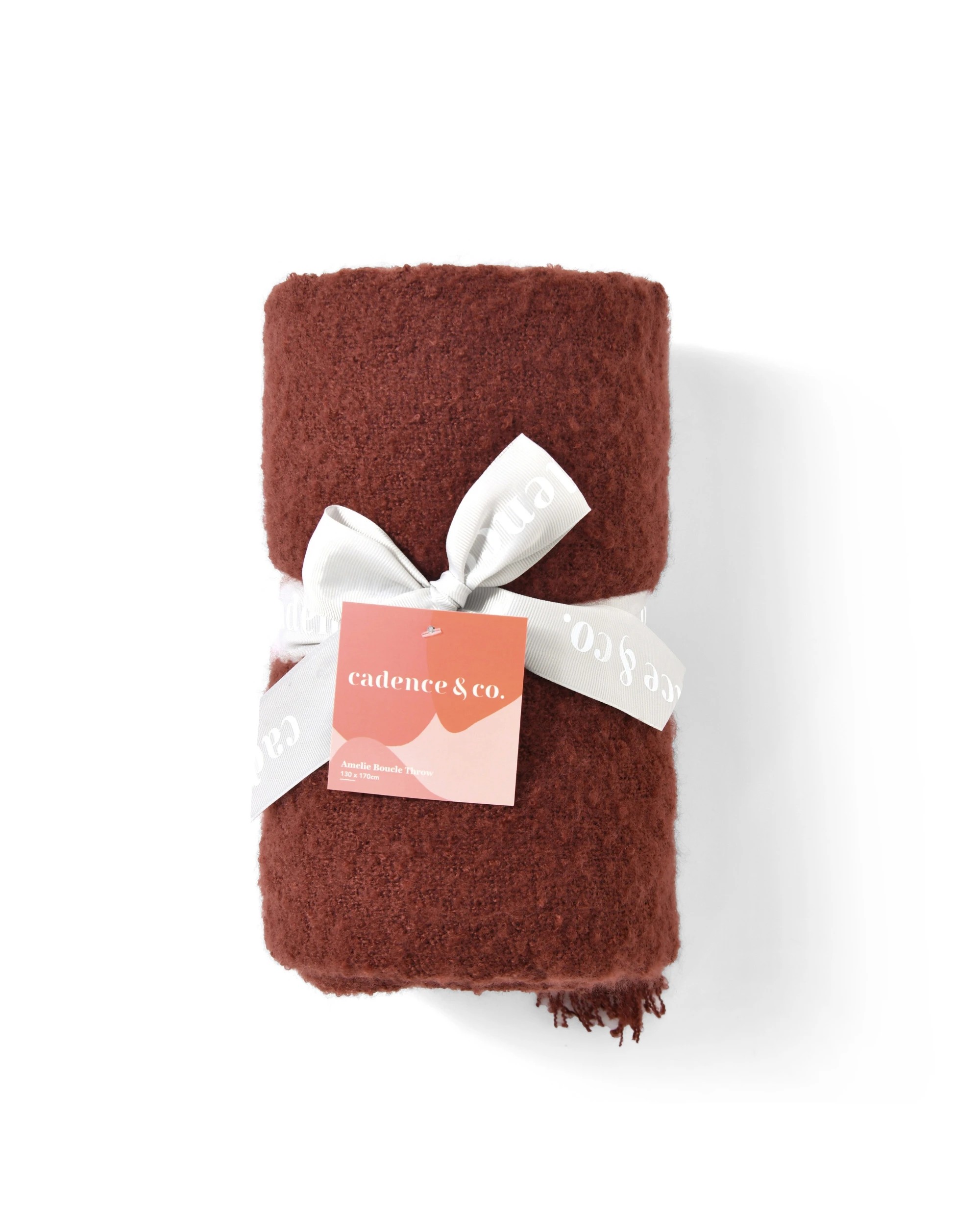 1 Cadence & Co. Amelie Super Soft Boucle Throw 130x170cm - Brick Red, 1 of 5
