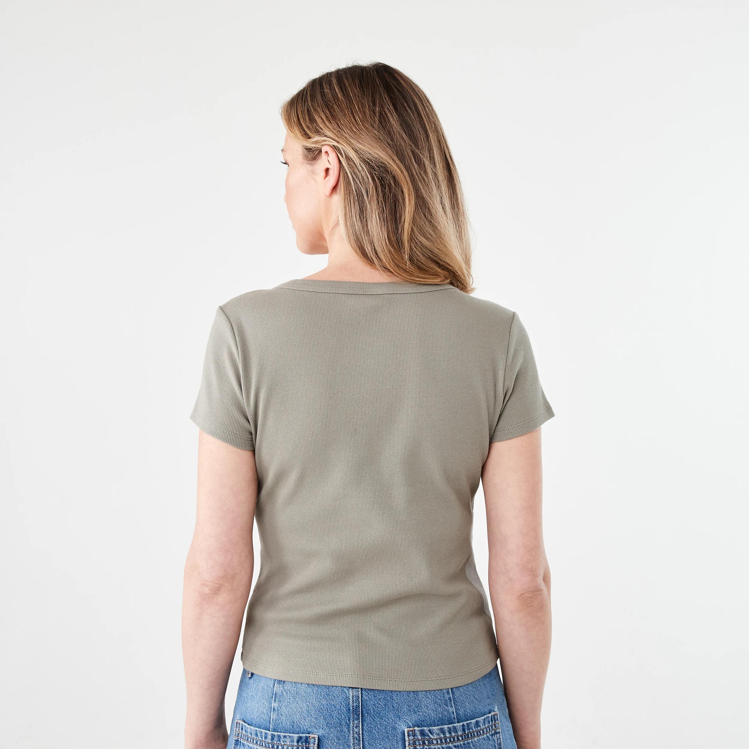 3 Short Sleeve Rib Henley T-shirt LIGHT KHAKI, 3 of 5
