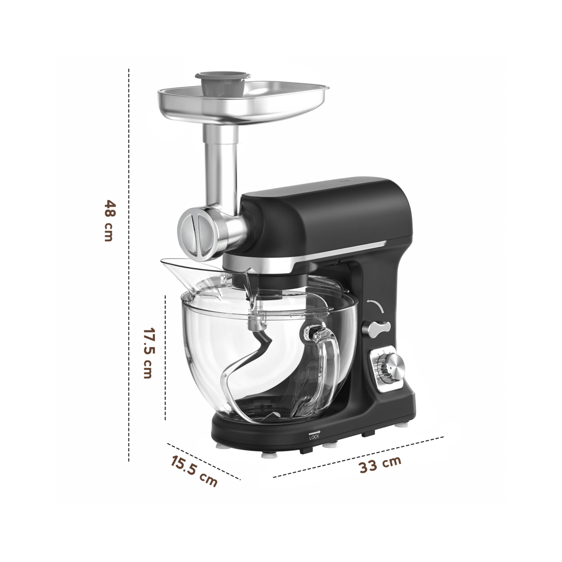 2 Advwin 6 In 1 Stand Mixer, 1400w 5.5l Kitchen Food Mixer, 6 Speed With Tilt-head Pulse Electric Mixer, 2 of 8