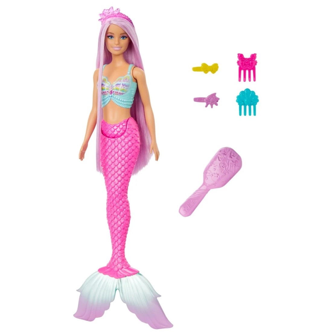 2 Barbie Mermaid Doll with 18cm Long Fantasy Hair and Accessories Playset, 2 of 6