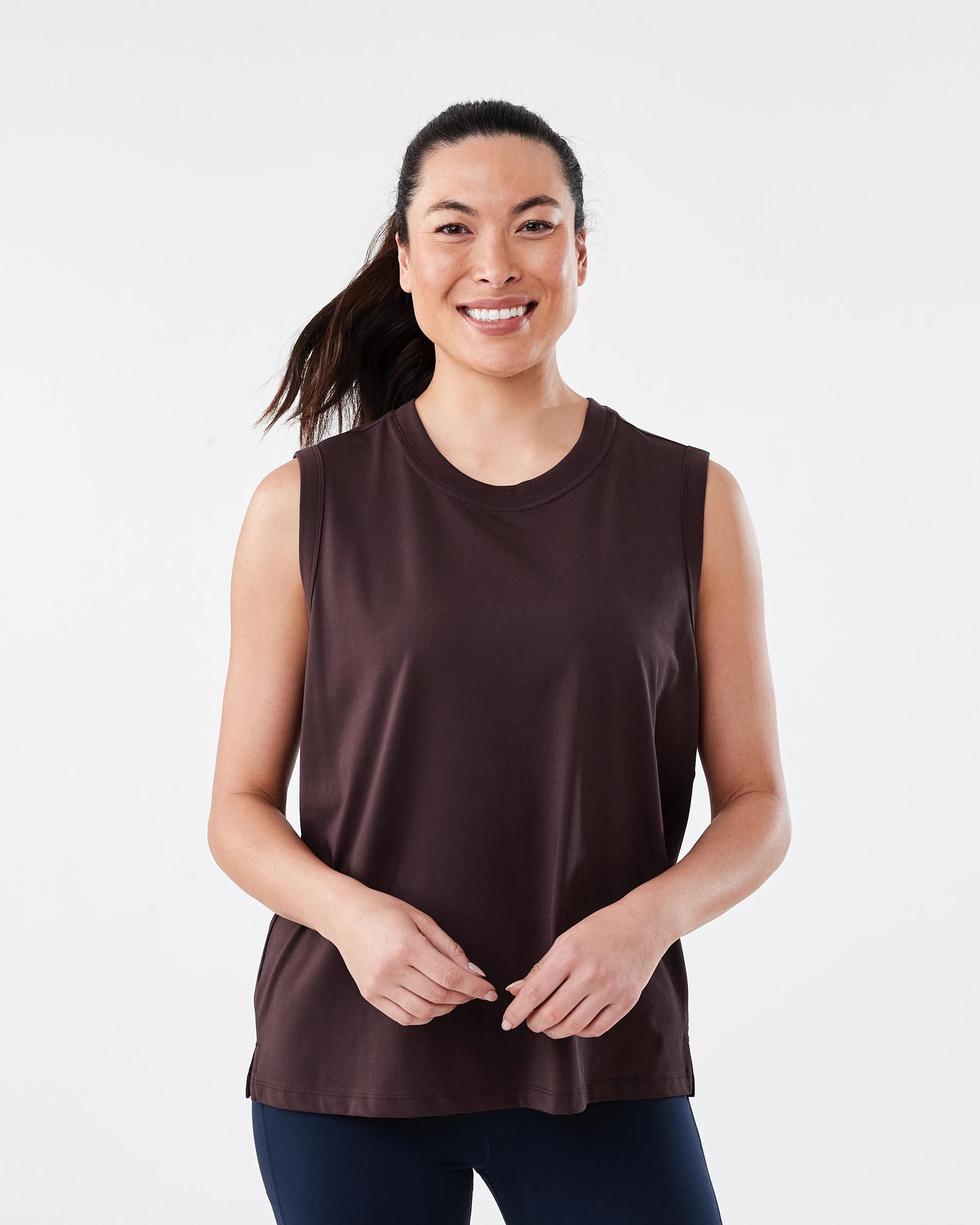 1 Active Womens Muscle Tank Brn Tuscan, 1 of 6