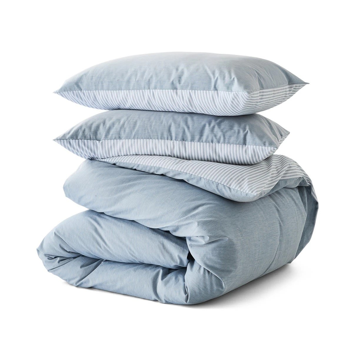 6 Chambray Cotton Rich Reversible Quilt Cover Set - King Bed, Blue, 6 of 7