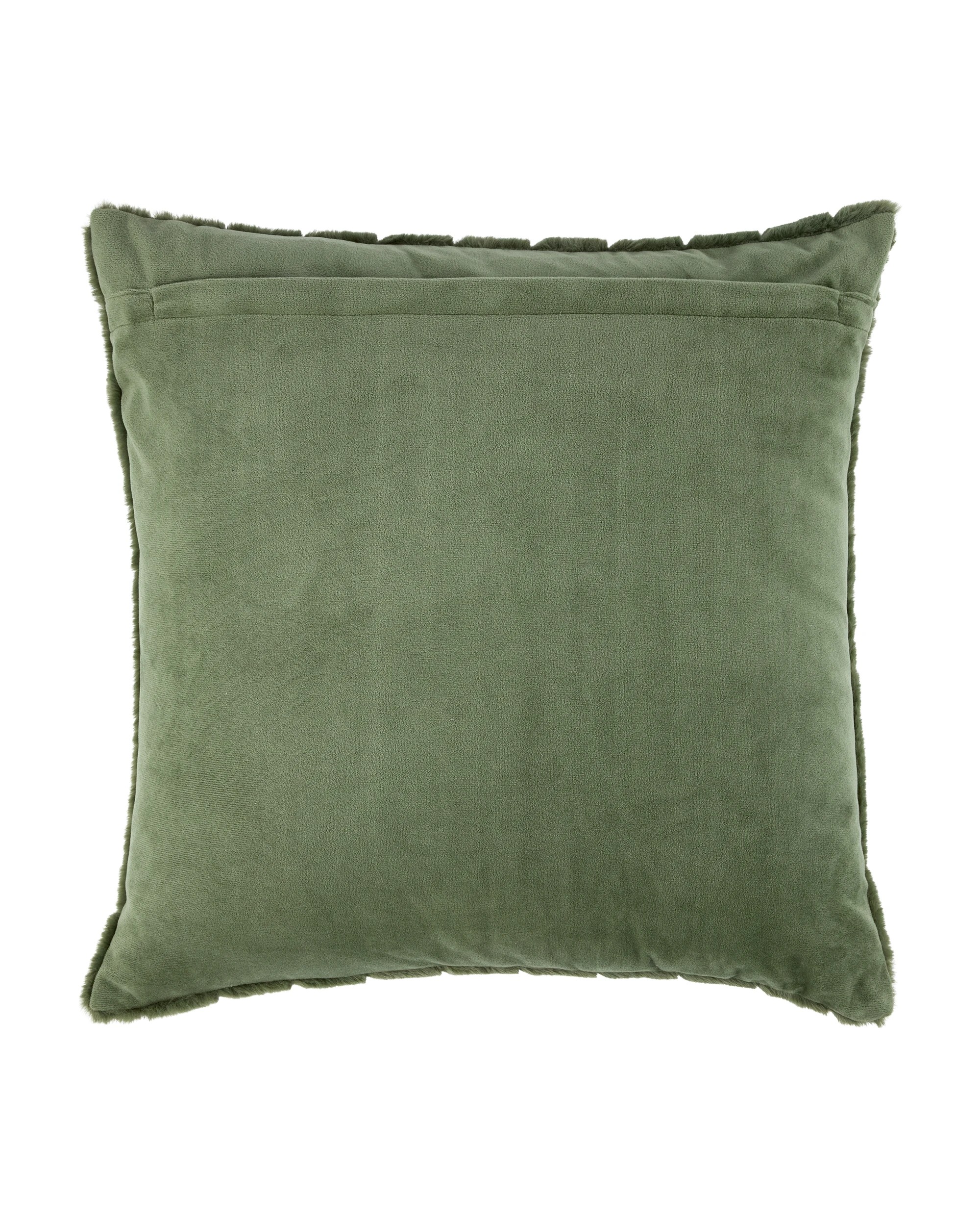 3 50cm Faux Fur Cushion - Green, 3 of 4
