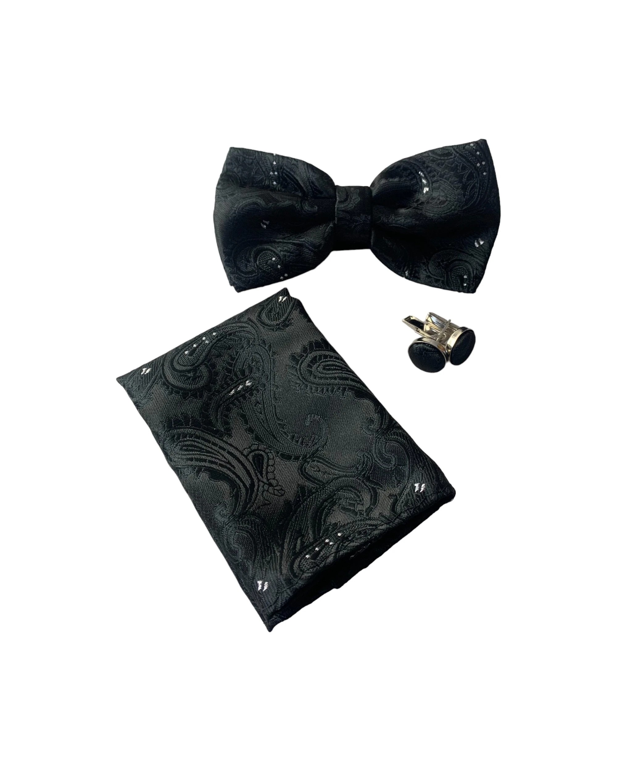 2 Zasel Mens Copper Matching Bow Tie, Pocket Square & Cuff Links Set - Pink, 2 of 2