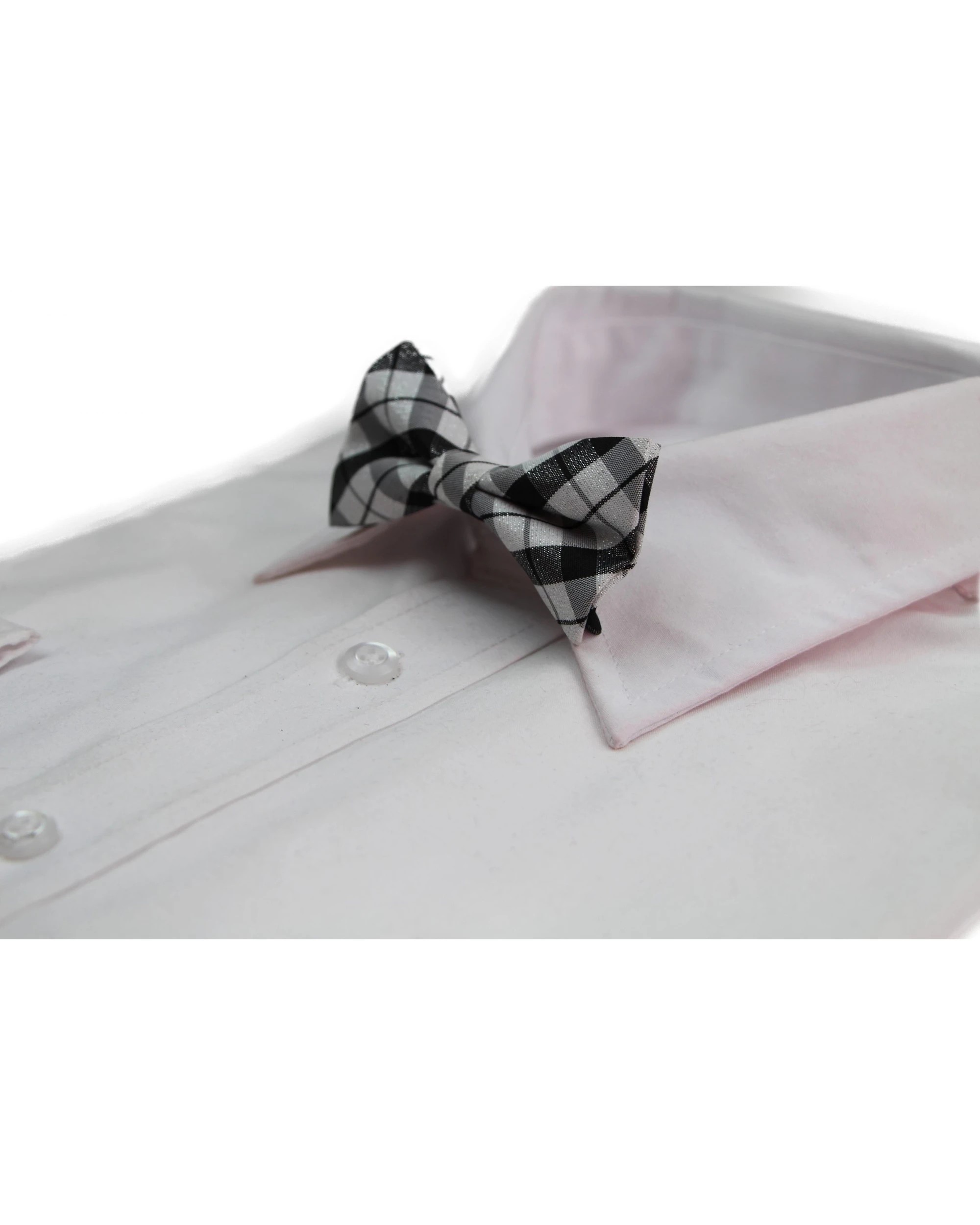1 Zasel Boys Silver Tinsel With Black Plaid Patterned Cotton Bow Tie - Multi, 1 of 4