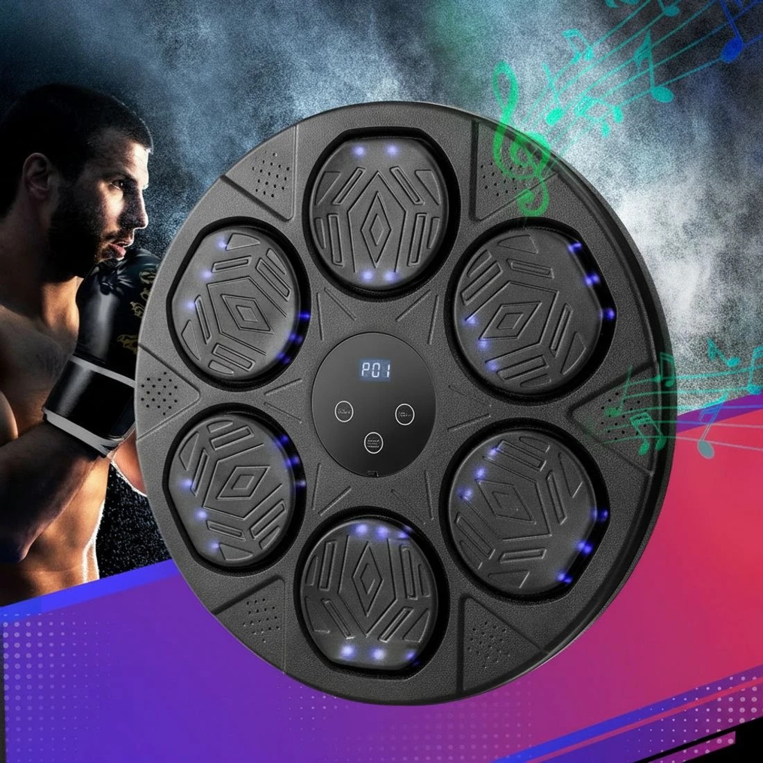 7 Everfit Music Boxing Machine Bluetooth Wall-Mounted Punch Target with LED Display - Black, 7 of 7