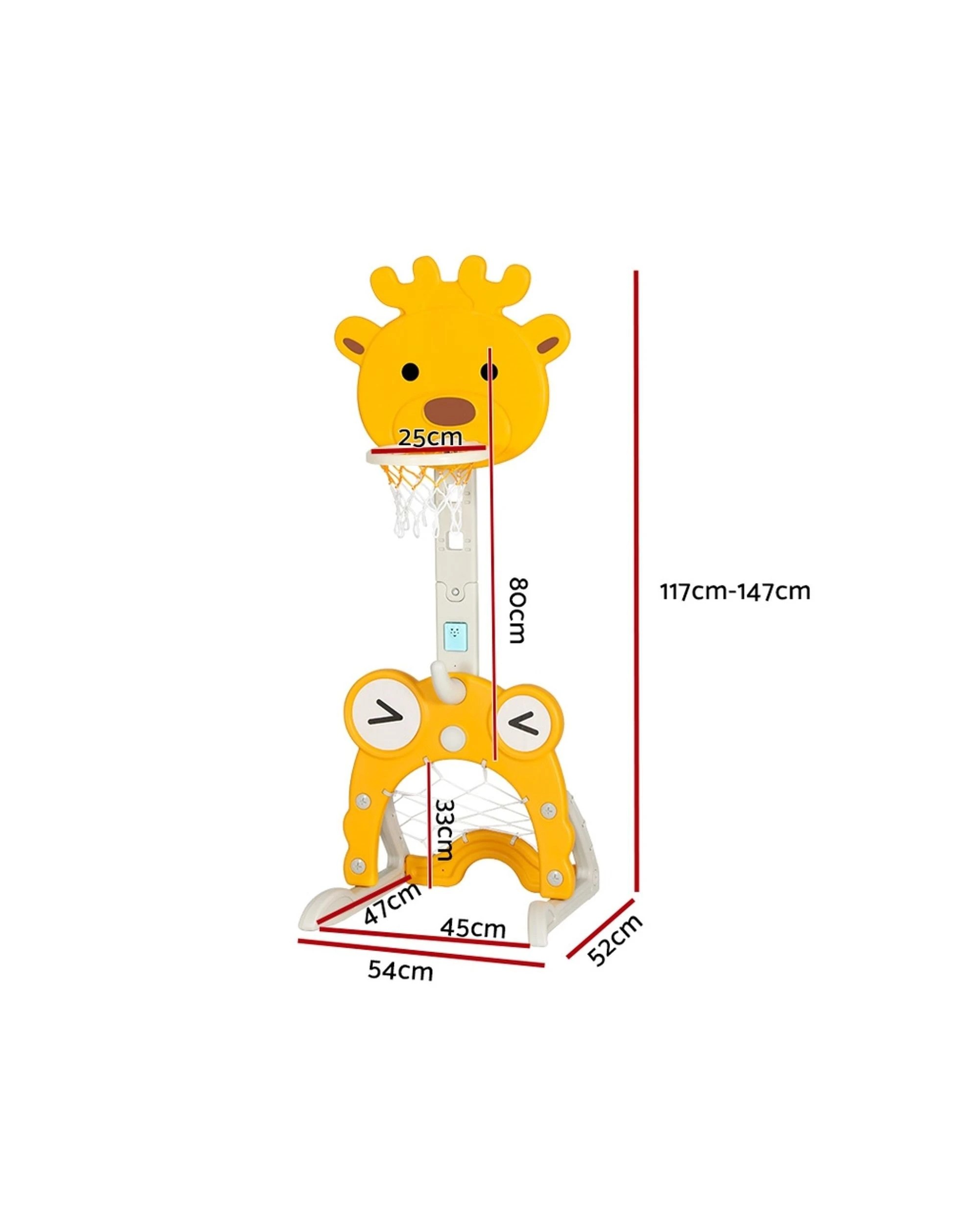3 Keezi Kids Basketball Hoop Stand Adjustable 5-in-1 Sports Center Toys Set - Yellow, 3 of 7