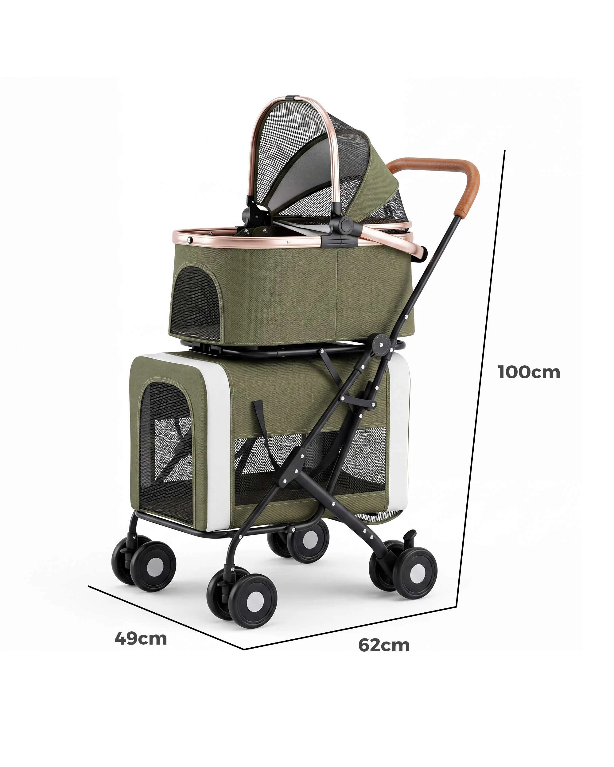 10 Advwin Dog Stroller with Detachable Carrier 3-in-1 Pet Pram Stroller Car Seat, 10 of 10