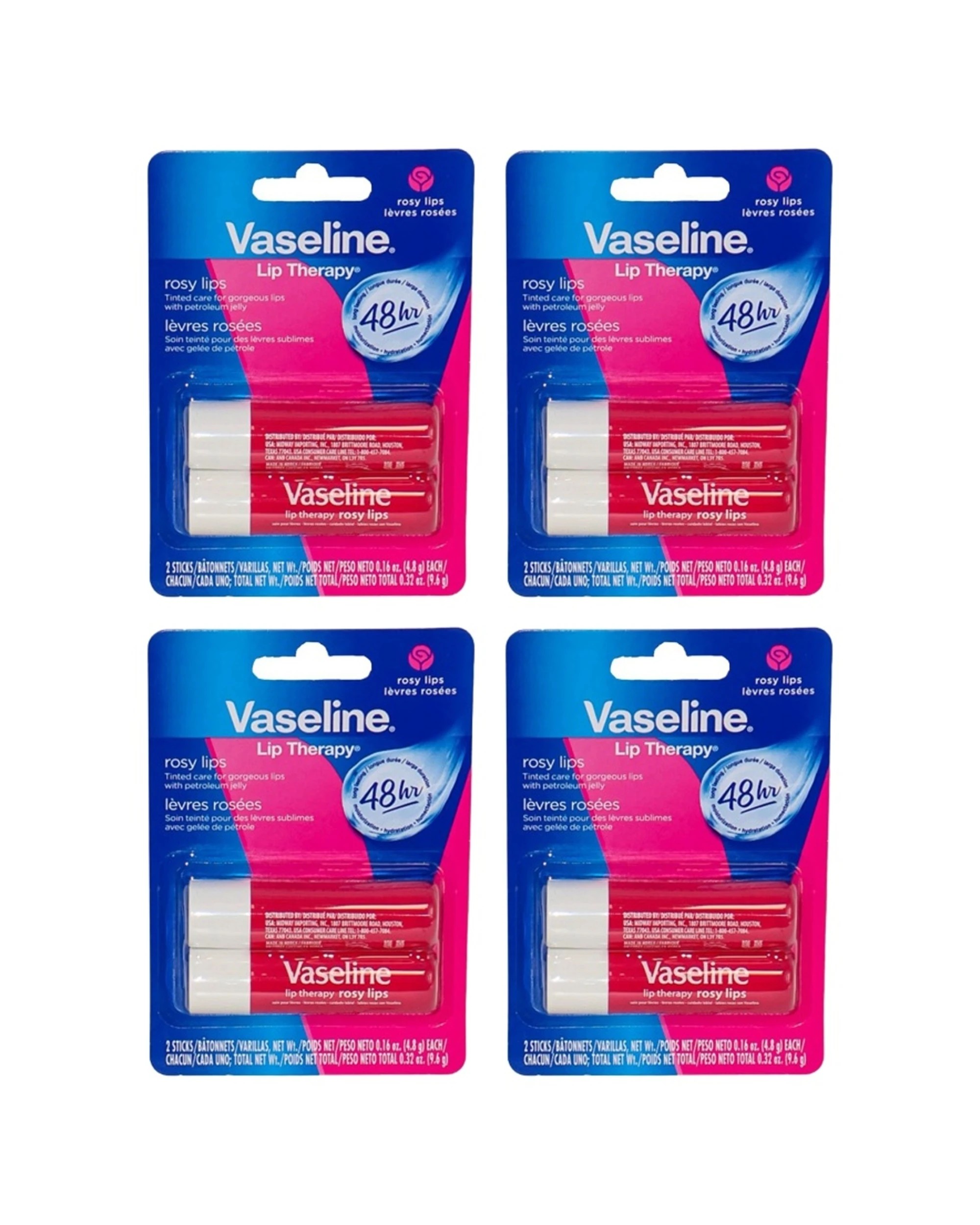 1 Vaseline 4x 2pc Lip Therapy Rosy Lips 48H Hydration Pack 4.8g - Pink, 1 of 3