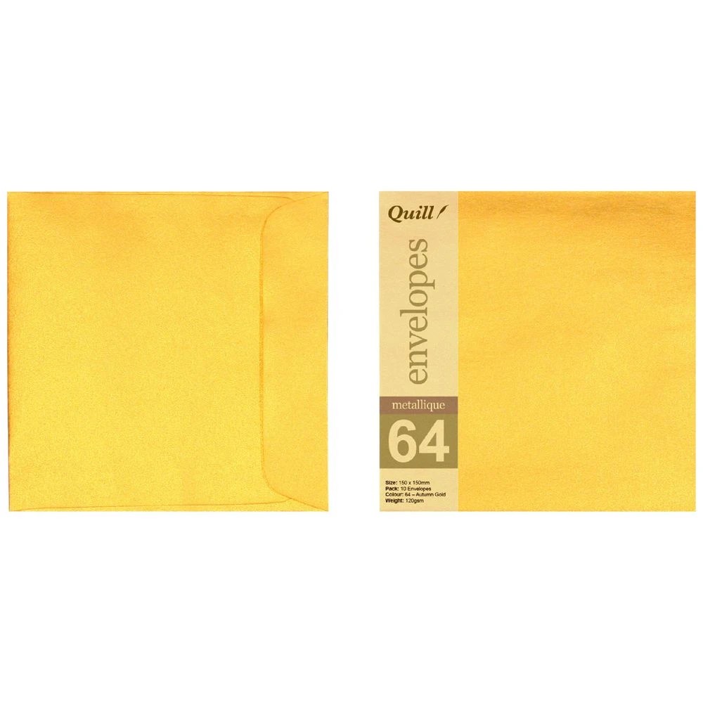 1 Quill 150mm Square Envelopes Metallique Antique Gold 10 Pack, 1 of 2
