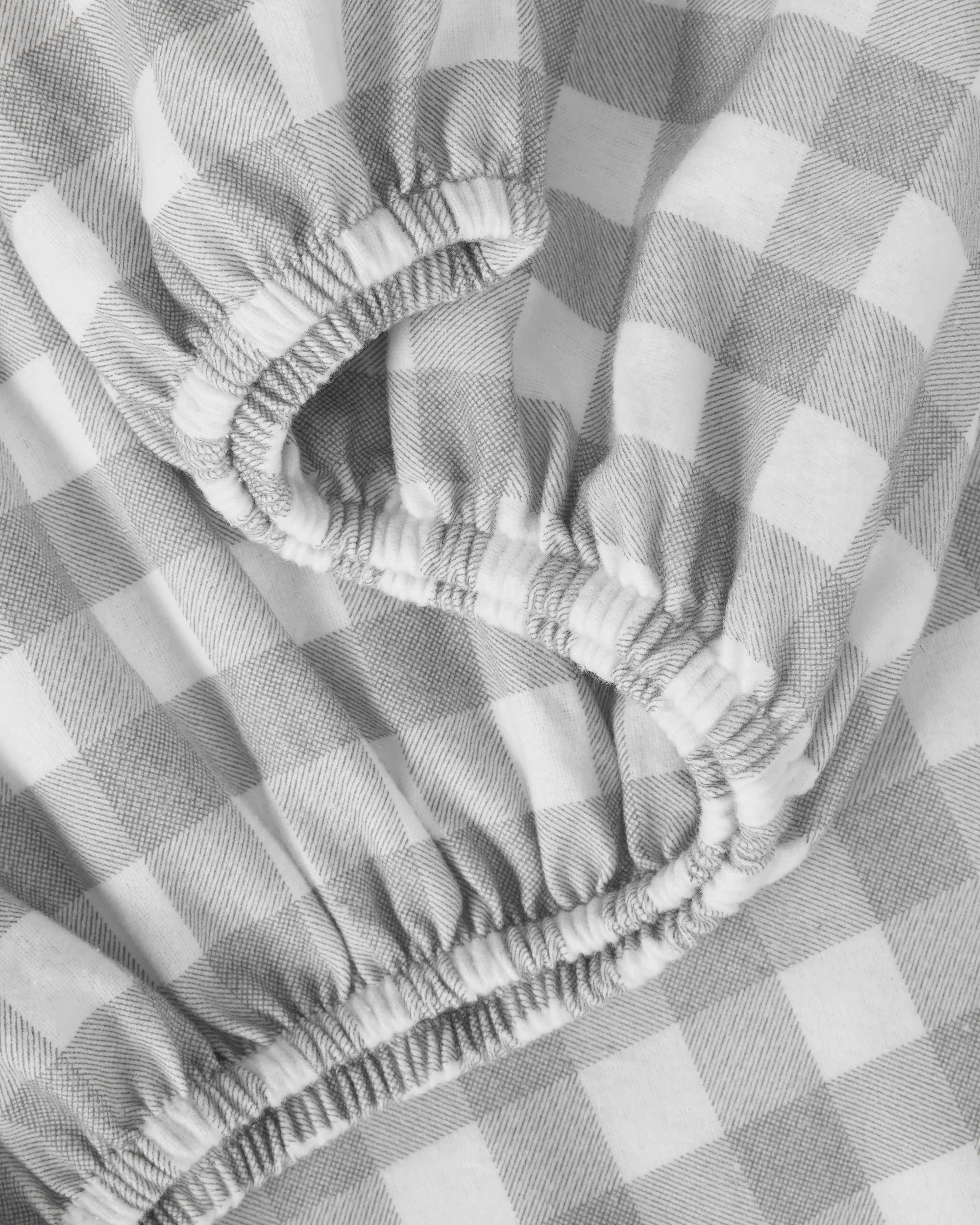 3 Gingham Cotton Flannelette Sheet Set - Queen Bed, Grey, 3 of 7