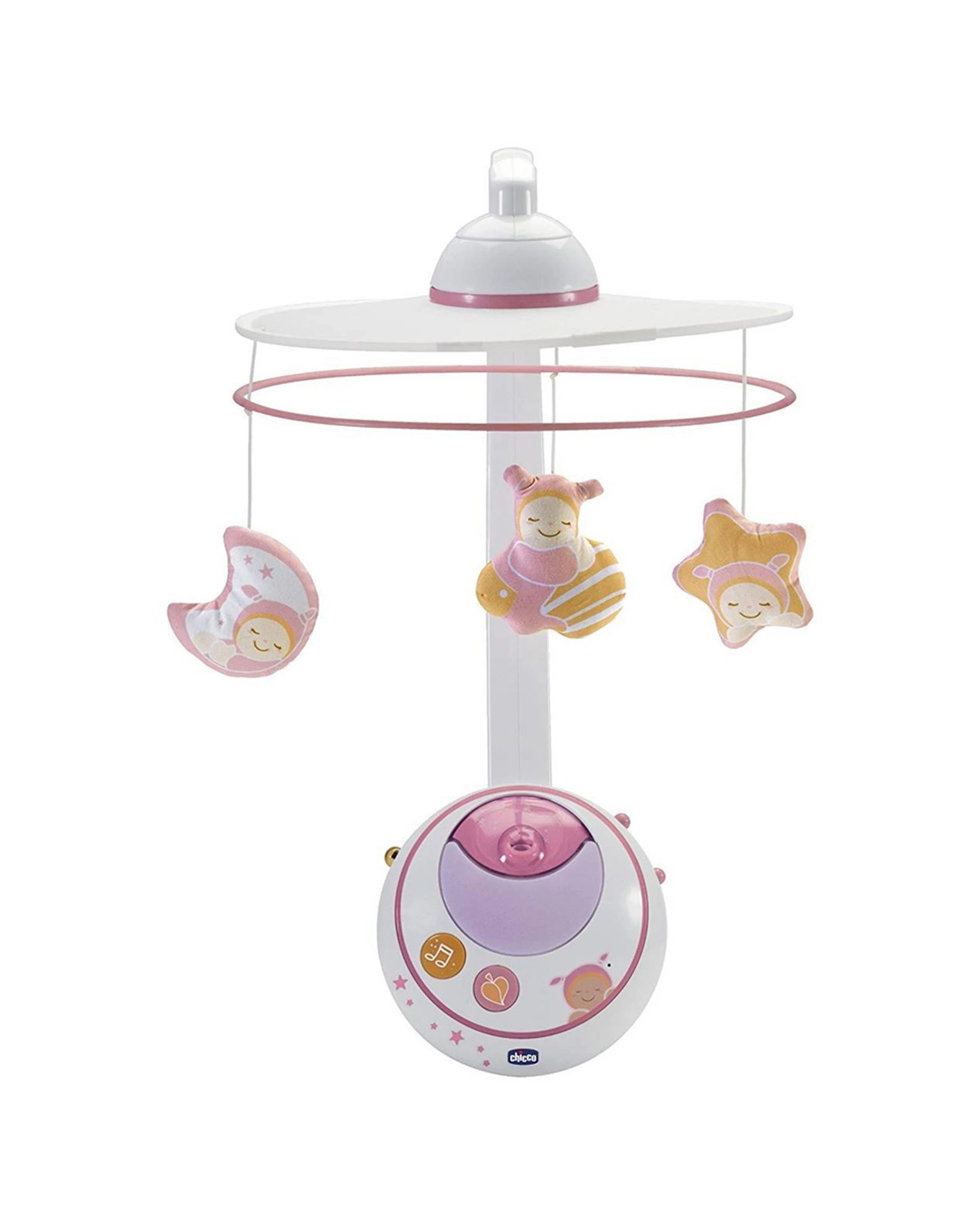 1 Chicco Magic Stars Cot Mobile Night Light Double Projection Removable Arm - Pink, 1 of 3