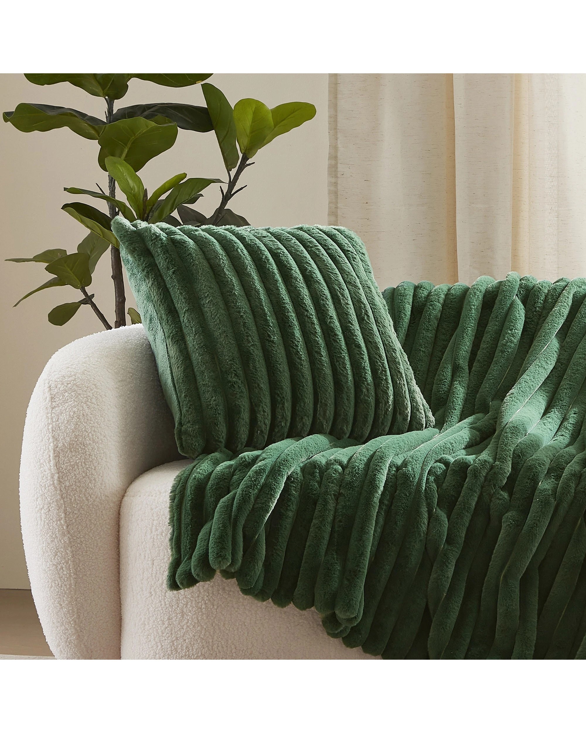 1 Dreamaker Chunky Embossed Fleece Cushion 50x50cm - Emerald Green, 1 of 6