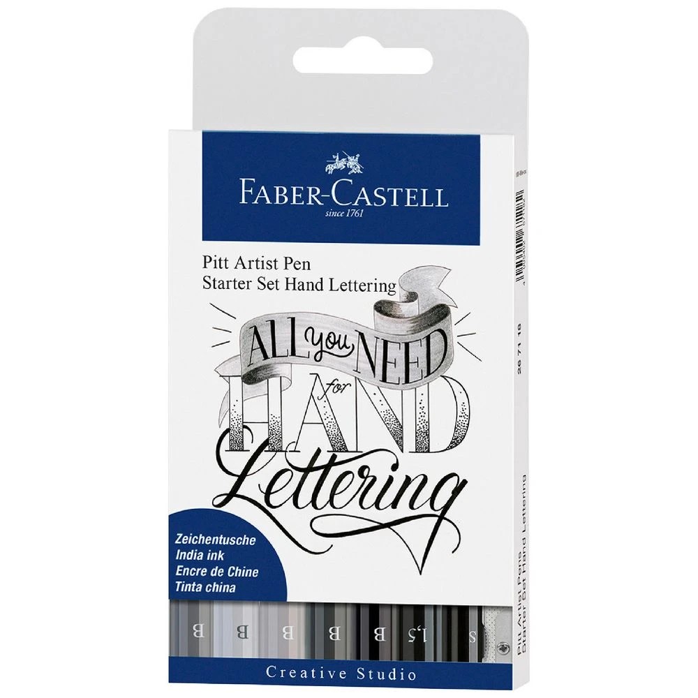 1 Faber-Castell Pitt Artist Starter Set Hand Lettering 8 Pack, 1 of 2