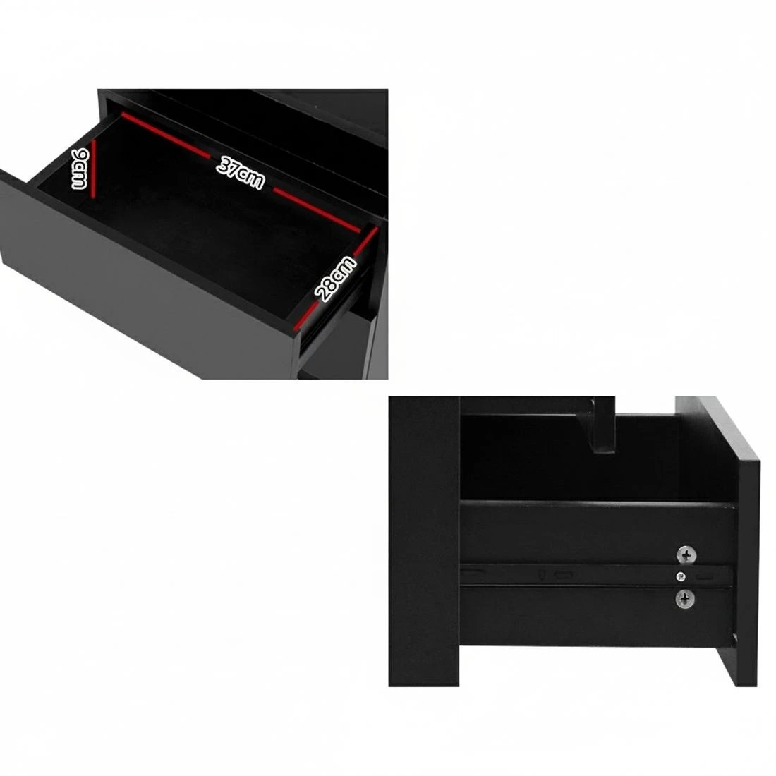 5 Artiss 2X Bedside Table LED 2 Drawers Lift-up Storage - COLEY - Black, 5 of 7