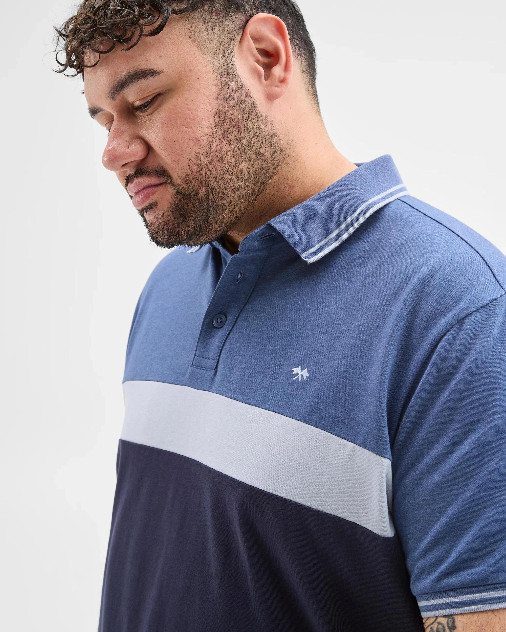 5 Target Man Plus Plus Size Australian Cotton Block Polo Top NAVY, 5 of 6