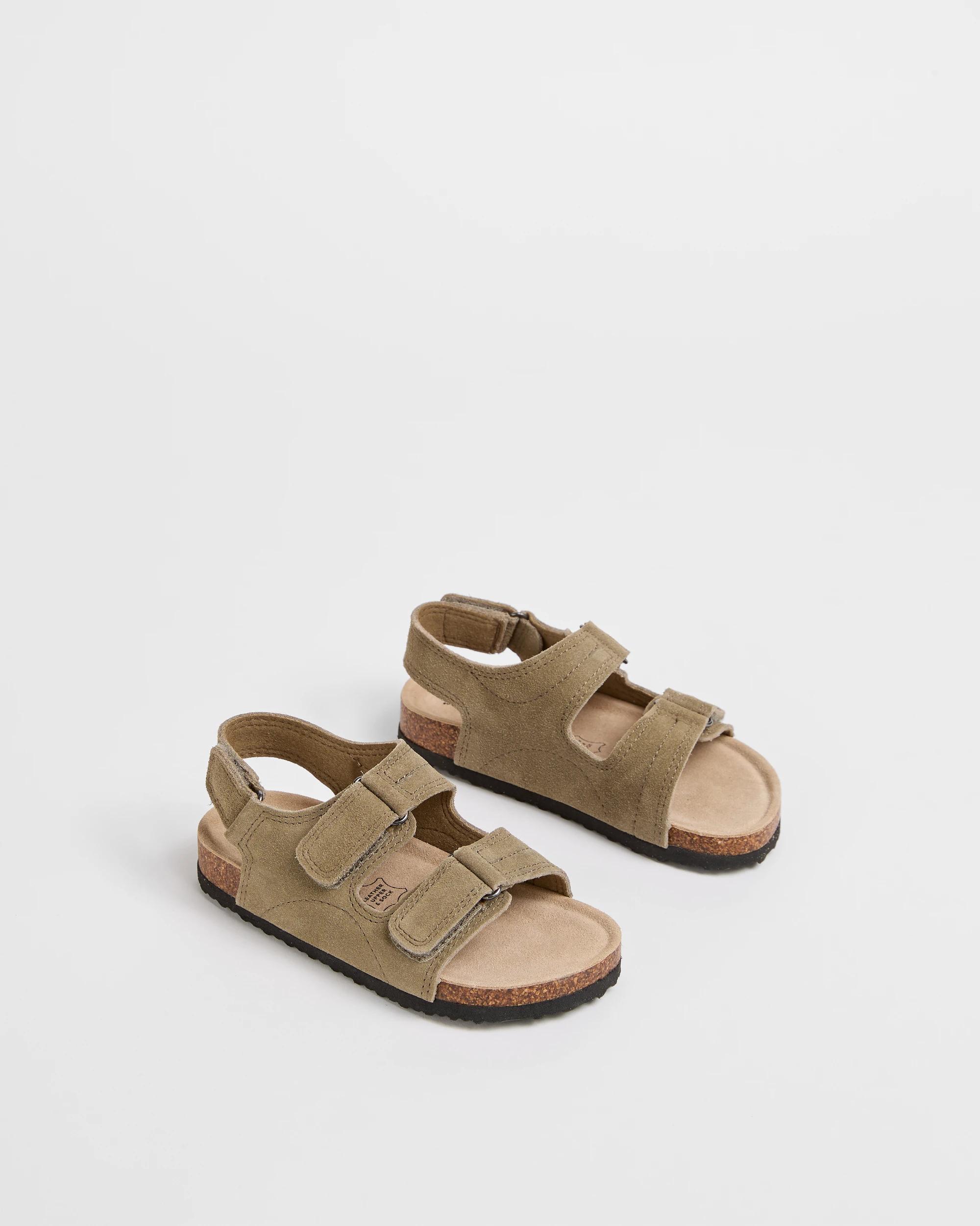 2 Disney Stitch Suede Leather Moulded Cork Sandals KHAKI, 2 of 3