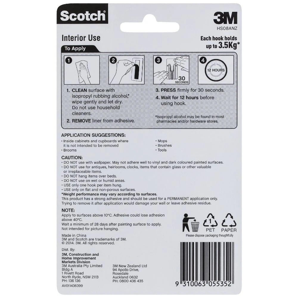 6 3M Large Wire Hook 3.5kg White, 6 of 6