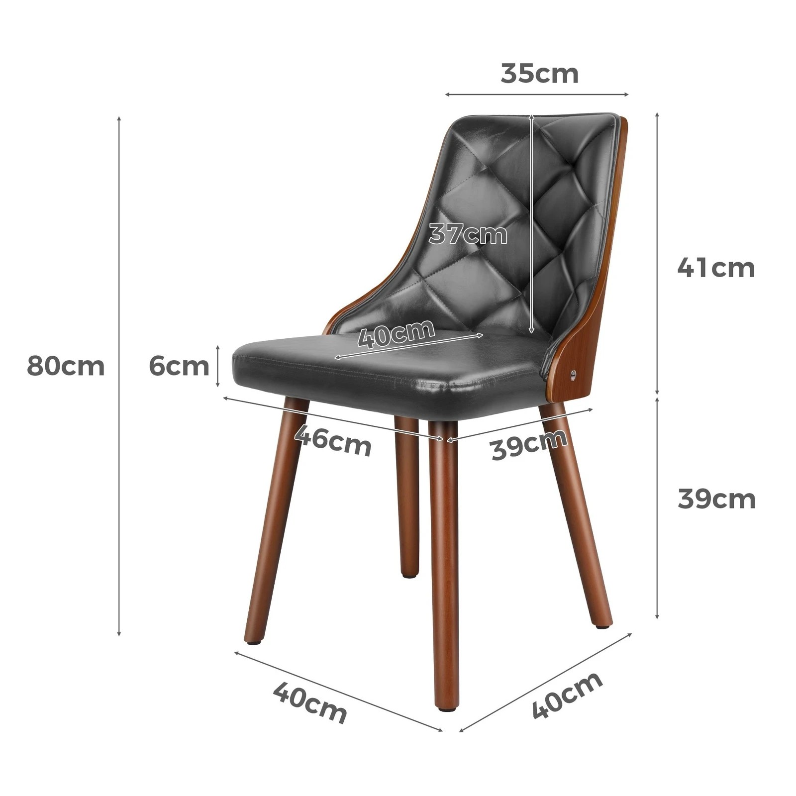 6 Alfordson 2x Dining Chairs Wooden Kitchen Chair Padded Tufted PU Leather - Grey, 6 of 10