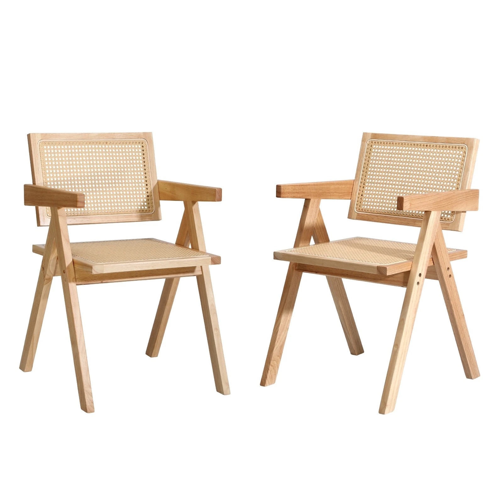 1 Oikiture 2x Dining Chairs Rattan Chair Wooden Accent Chair
 - Natural, 1 of 10