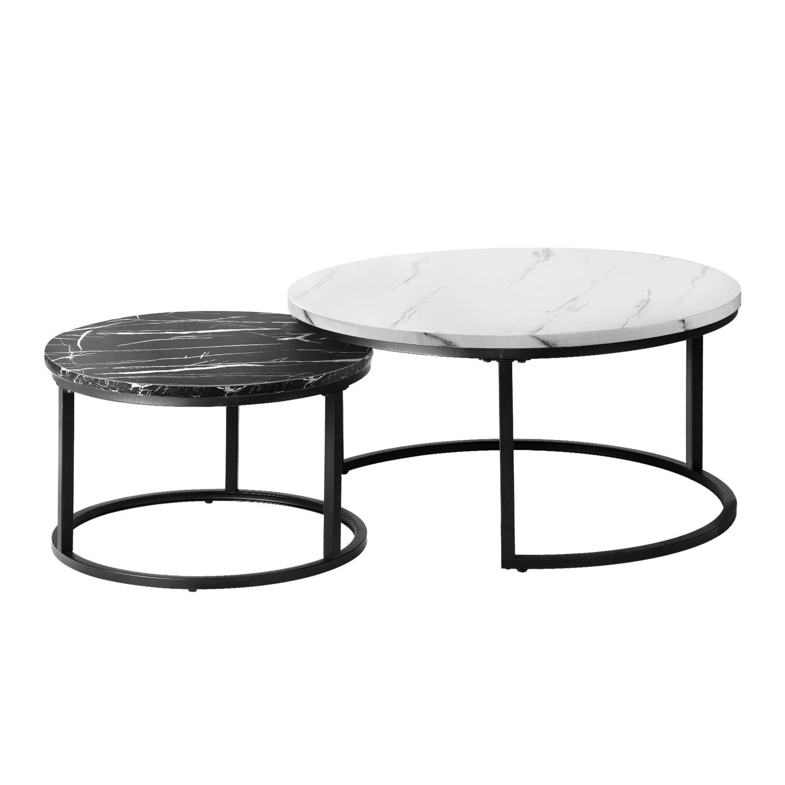 1 Oikiture Set Of 2 Coffee Table Round Nesting Side End Table
 - Multi, 1 of 10
