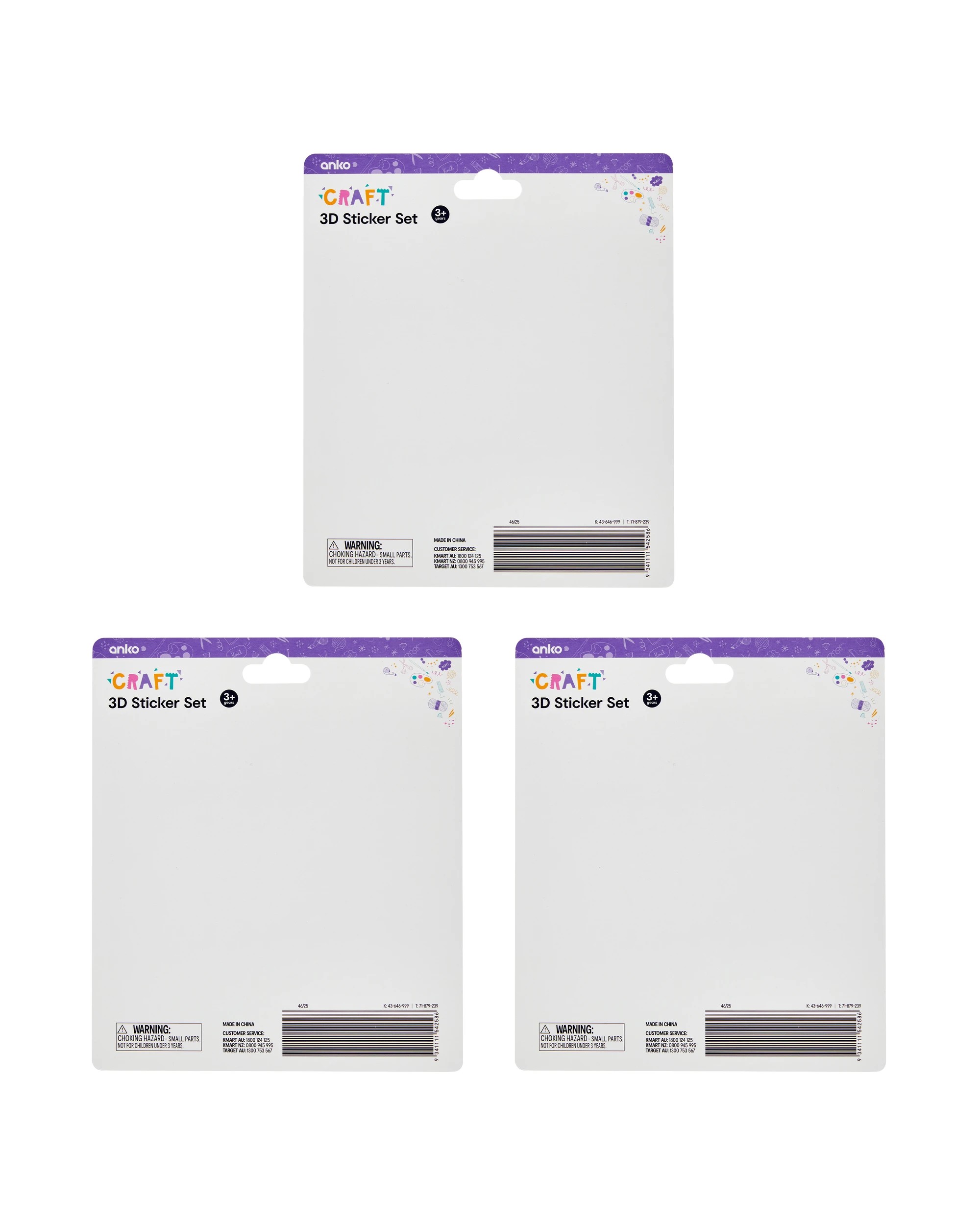 3 3D Sticker Sheet - Assorted, 3 of 3