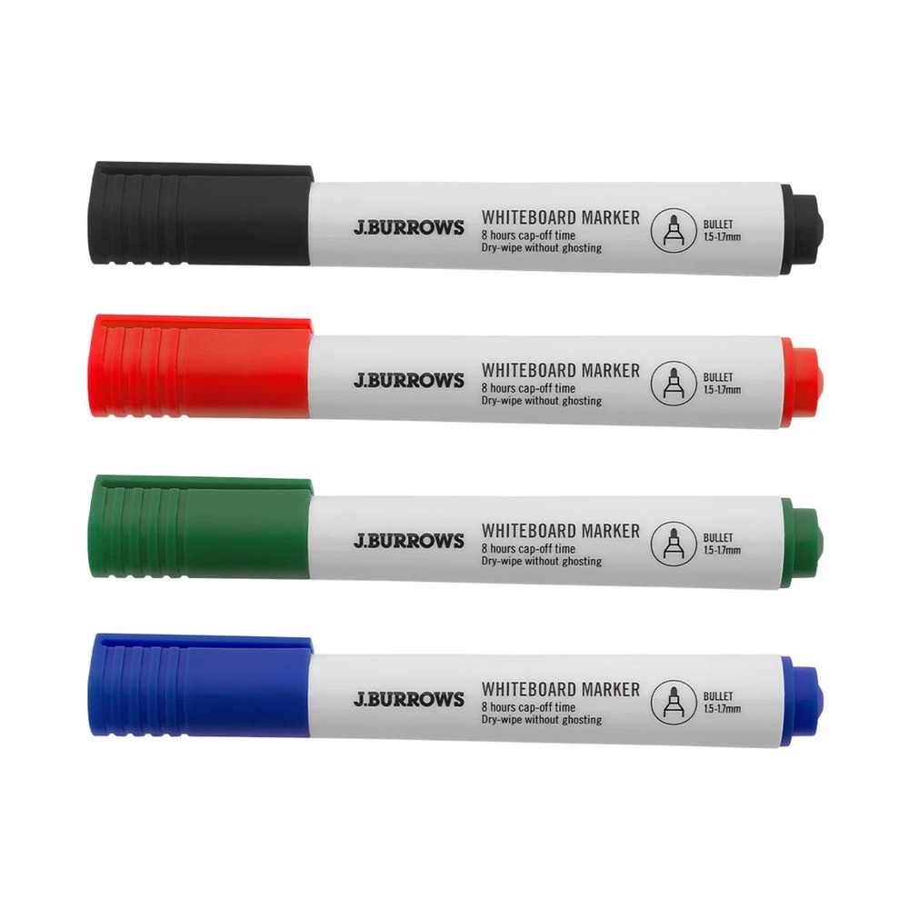 3 J.Burrows Whiteboard Markers Bullet Assorted 24 Pack, 3 of 4