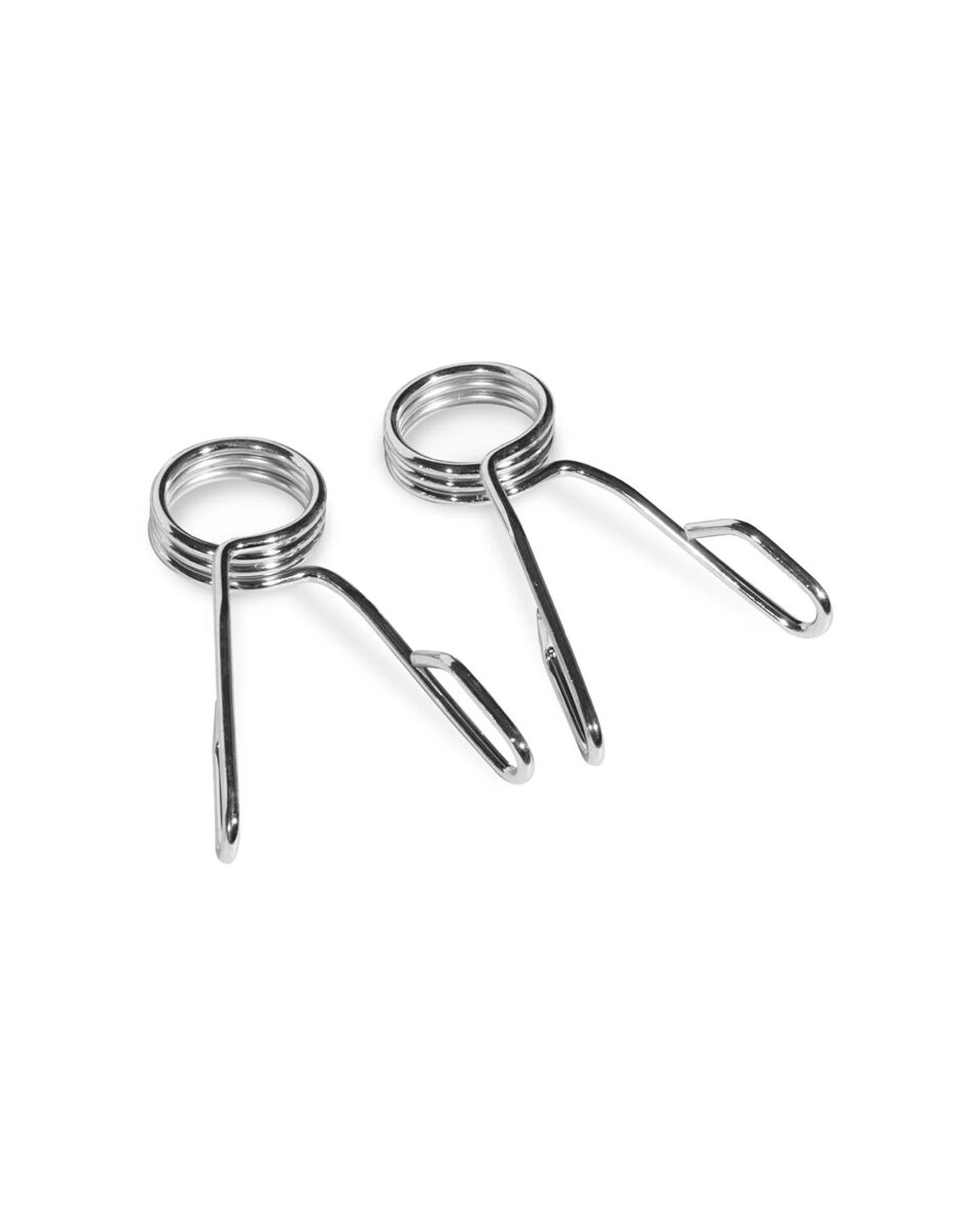 1 BODYWORX Olympic Spring Collars Pair For 50mm Bar Barbell Weightlifting - Silver, 1 of 2