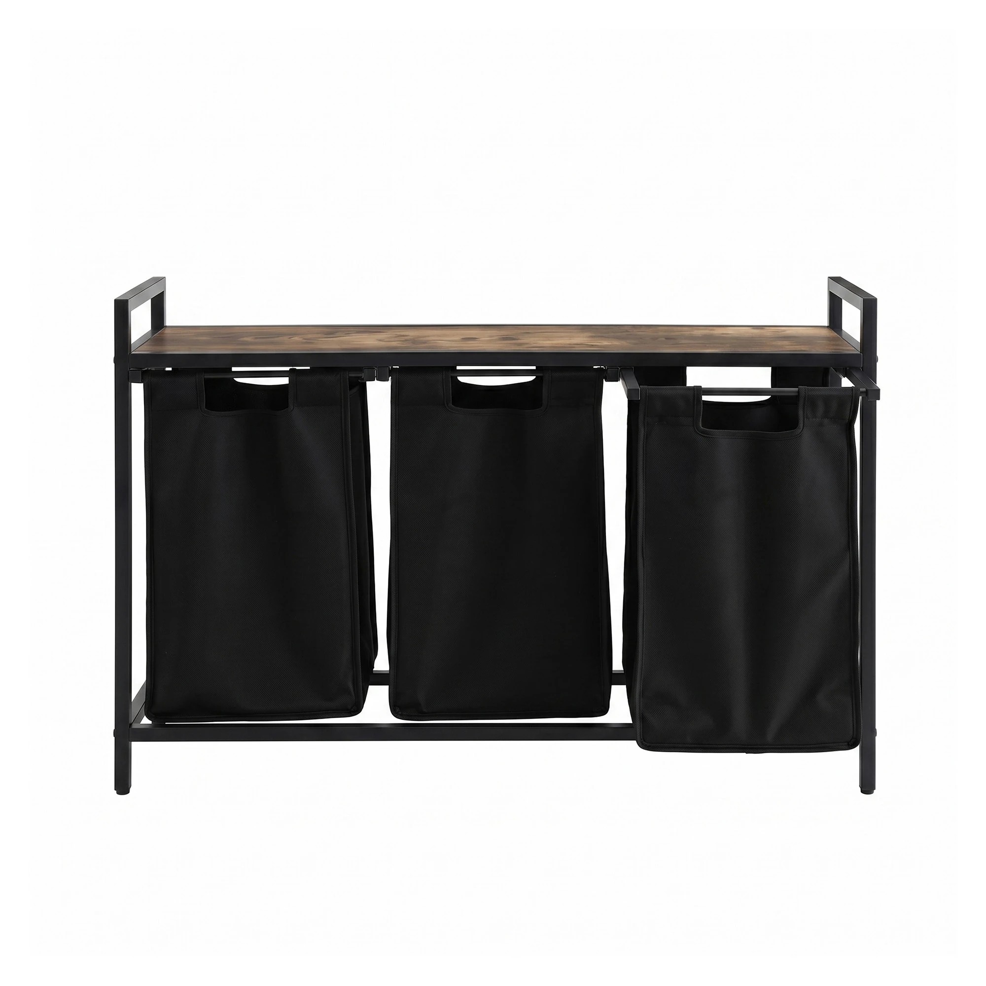 4 Artiss Laundry Basket with 3x45L Pull-out Removable Bags Metal Frame - Black, 4 of 9