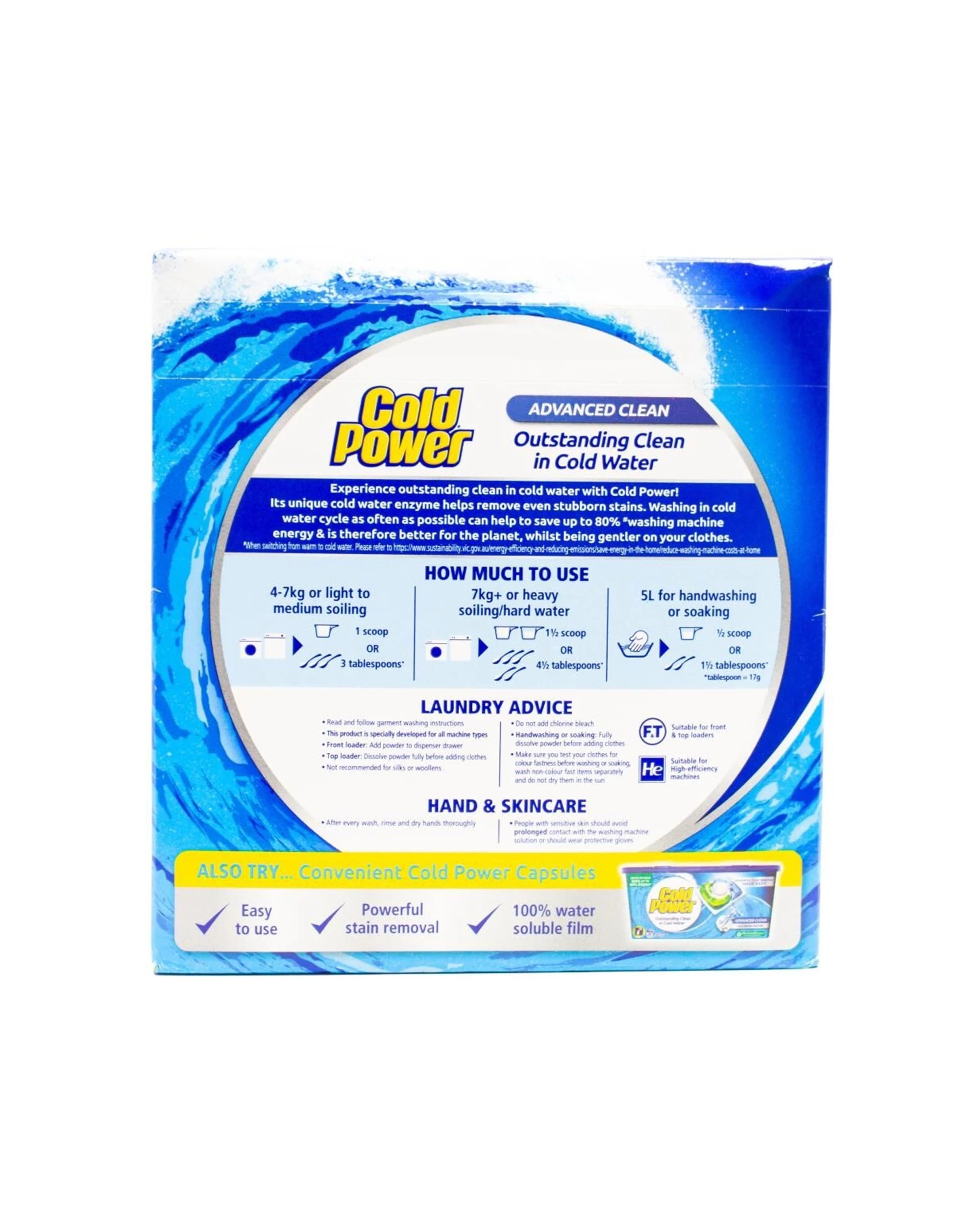 3 Cold Power 6PK Laundry Powder 2kg Advanced Clean Effective Stain Remover - Blue, 3 of 5