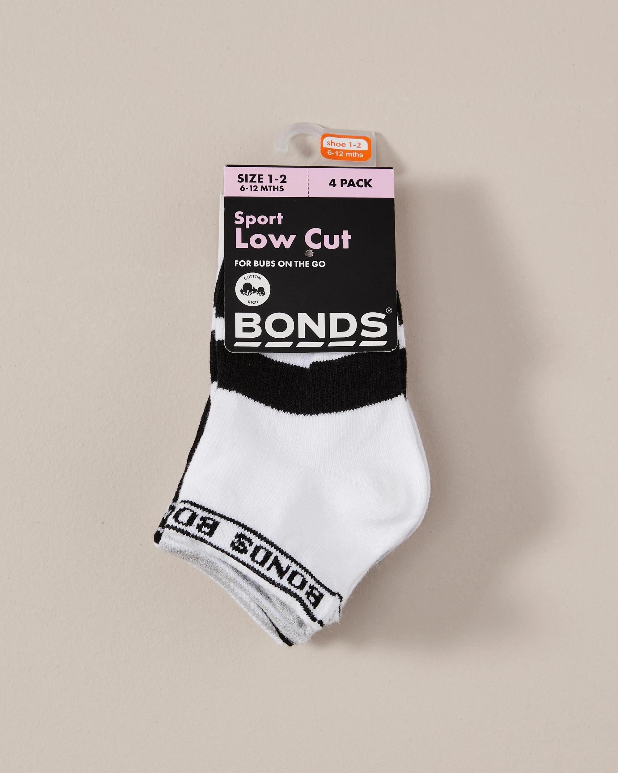 2 4 Pack Bonds Baby Sportlet Socks BLACK / GREY / WHITE, 2 of 2