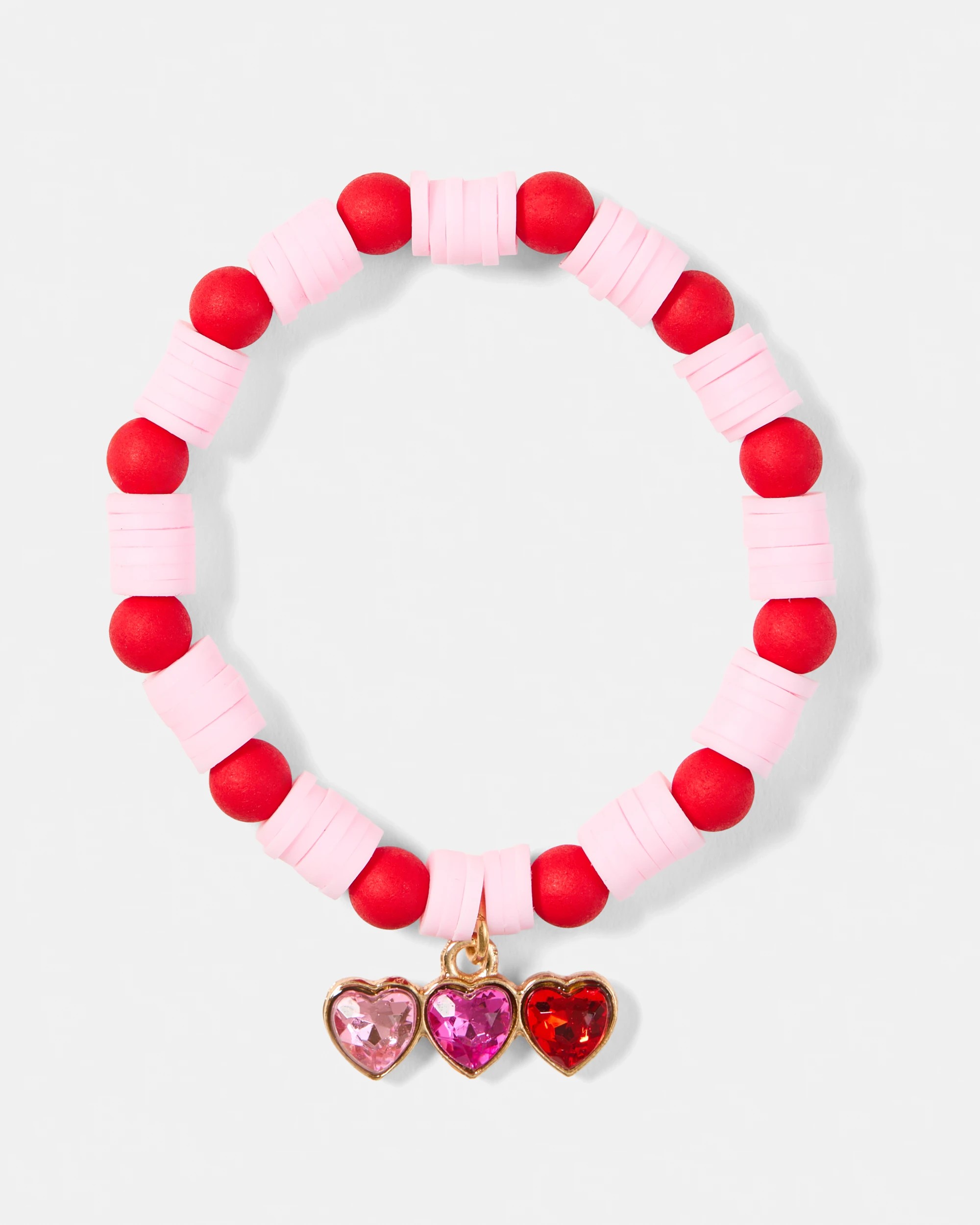 3 3 Pack Heart Charm Bracelets - Pink, Red, White and Gold Tone, 3 of 5
