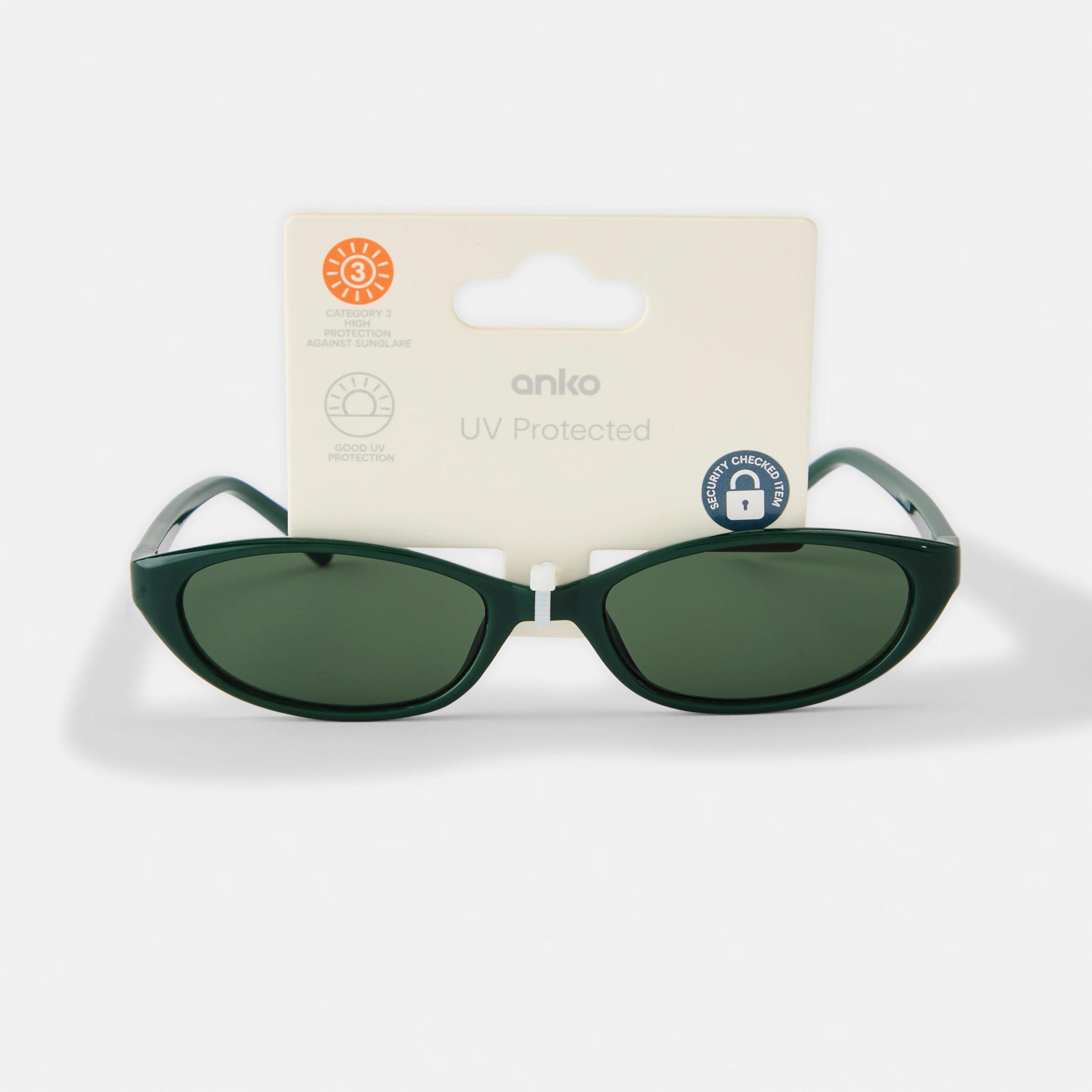 5 Thin Cat Eye Sunglasses Green1, 5 of 5
