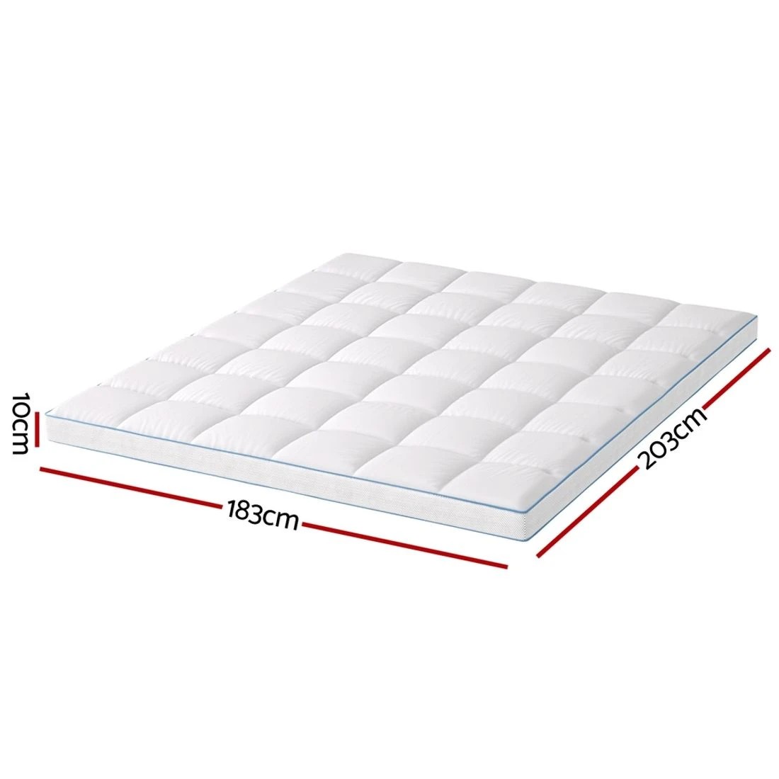 1 Giselle Bedding 1500GSM Bamboo Pillowtop Mattress Topper 10cm Thick Pad for Back Pain Relief - King Bed - White, 1 of 7