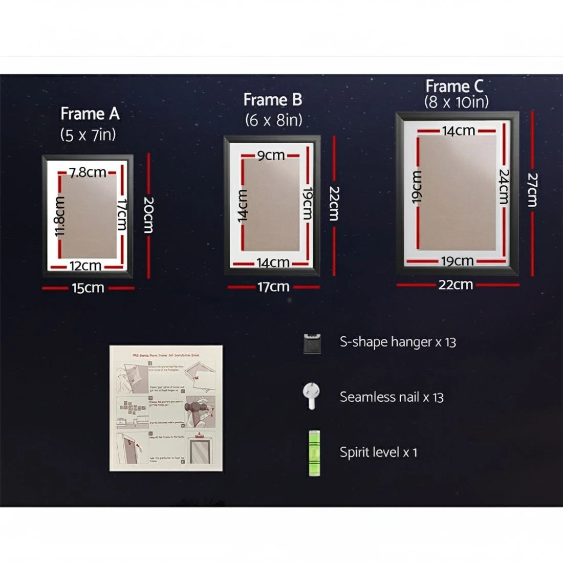 5 Artiss Photo Frames Art Holder 11PCS 5x7" 6x8" 8x10" - Black, 5 of 7