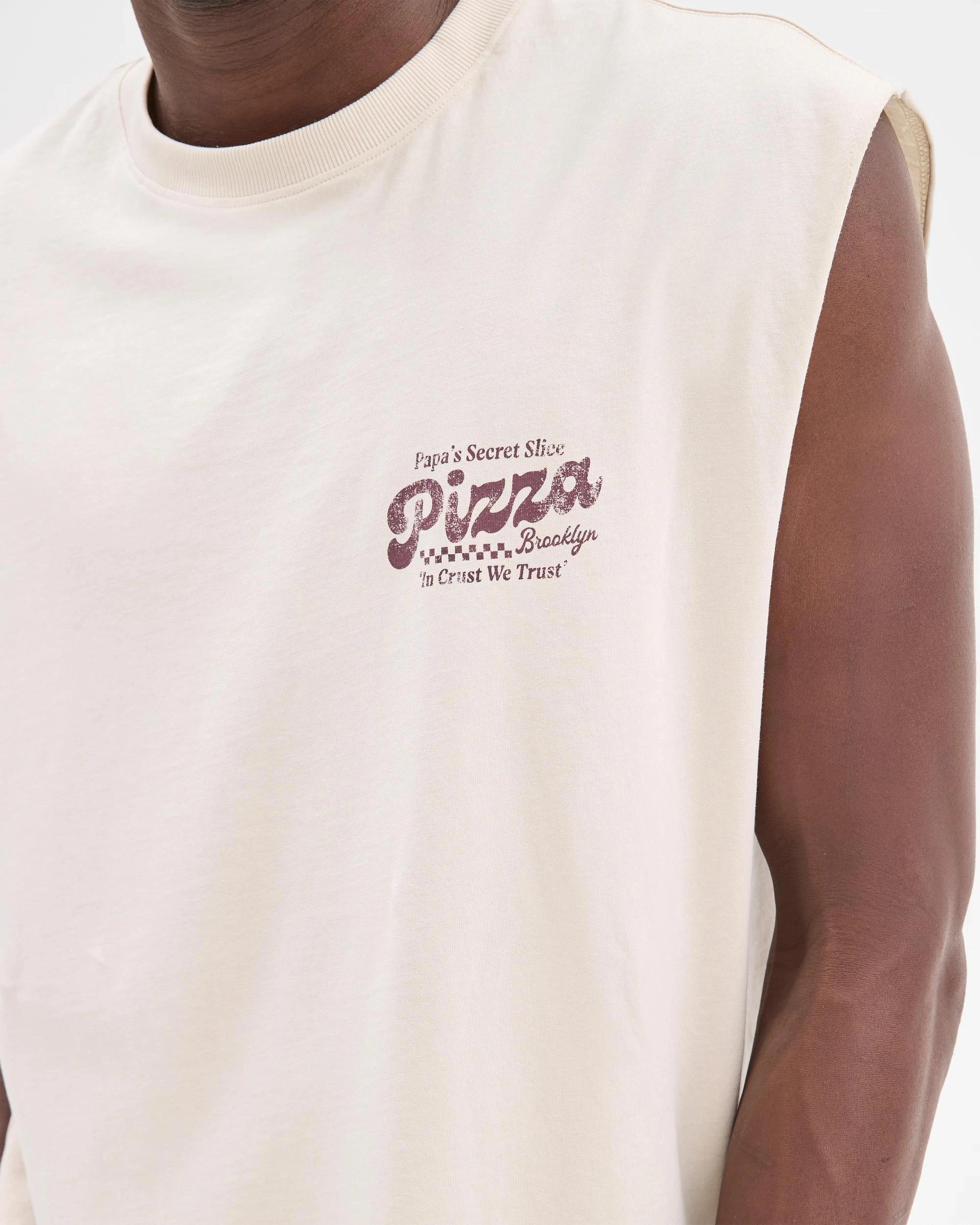 5 Commons Australian Cotton Graphic Tank Top PIZZA WHITE, 5 of 5