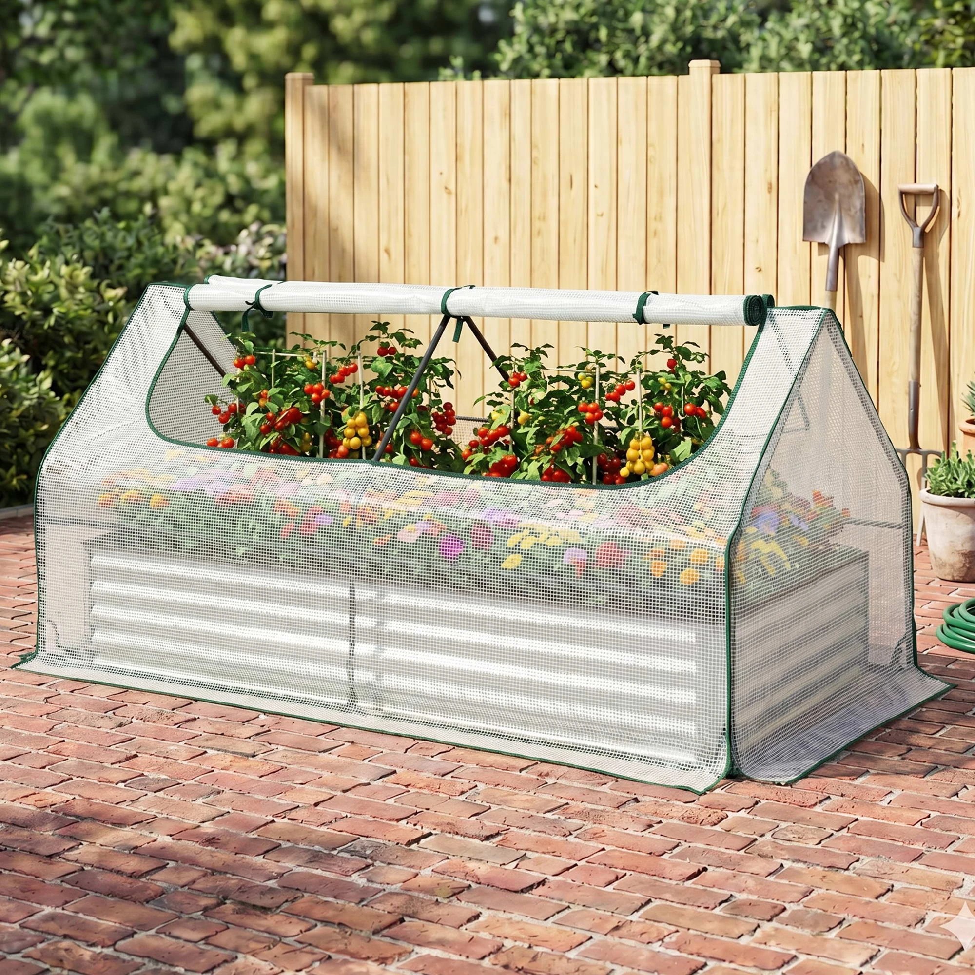 2 Green Fingers 3 in 1 Raised Garden Bed with Greenhouse Galvanised Planter Box Kit - White, 2 of 9