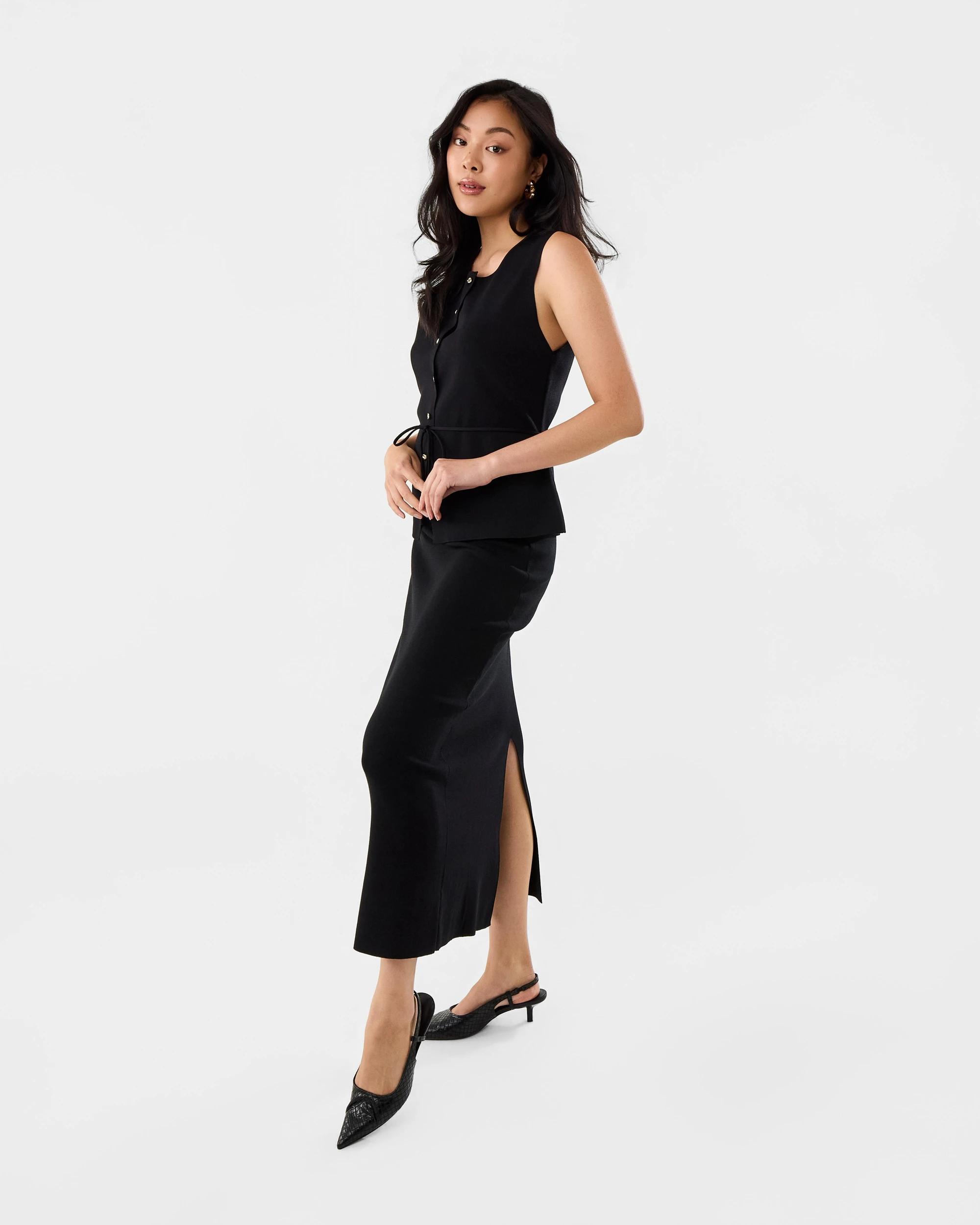 3 Rib Knit Skirt Black, 3 of 6