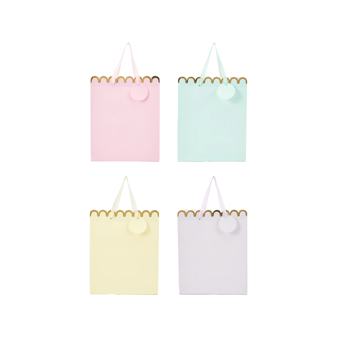 2 4 Pack Multi Pastel Scalloped Gift Bags - Large, 2 of 4