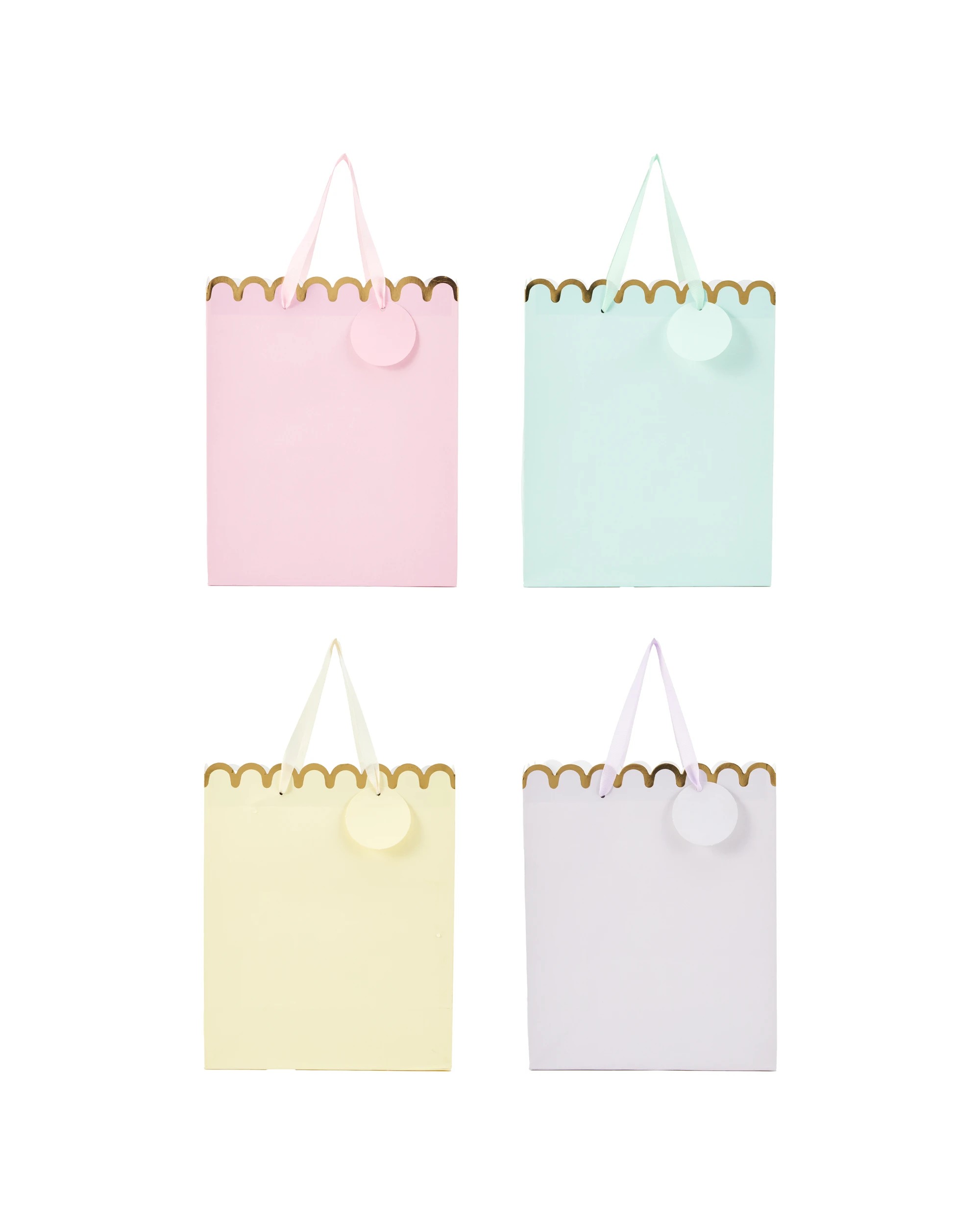 2 4 Pack Multi Pastel Scalloped Gift Bags - Large, 2 of 4