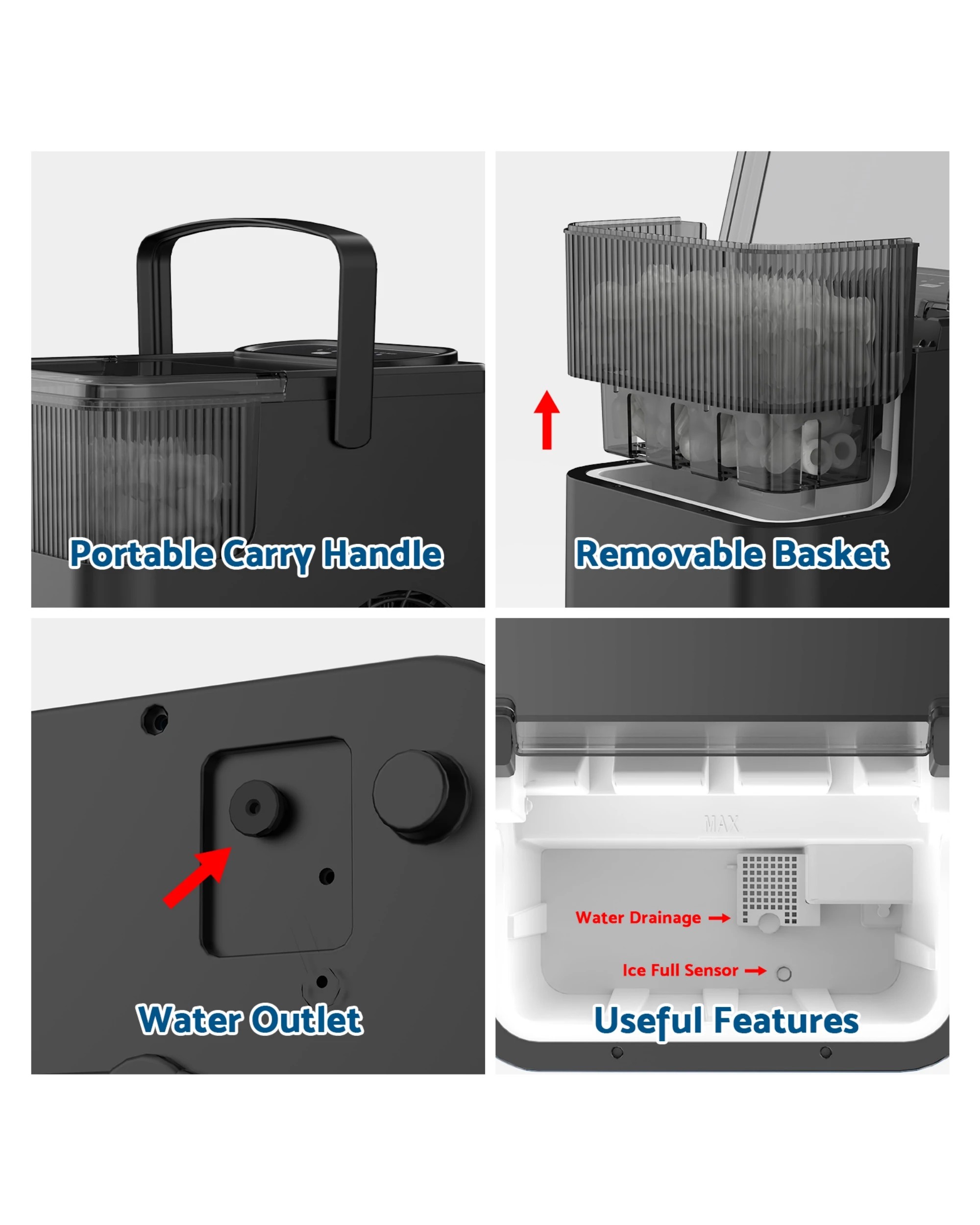 2 Advwin 12KG Portable Ice Maker w/ Self-cleaning Black, 2 of 7