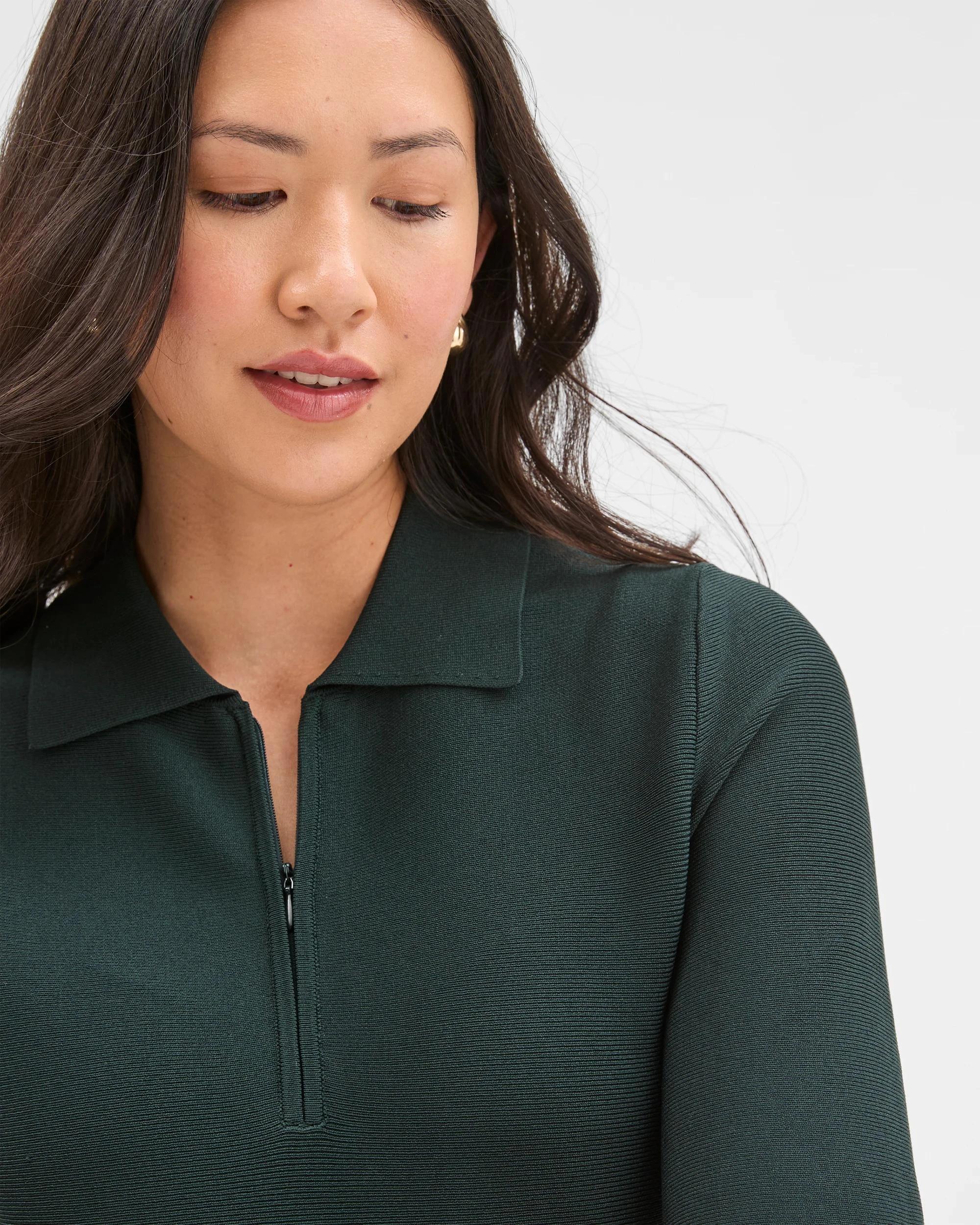 5 Preview Short Sleeve Crepe Knit Mini Dress MID JADE, 5 of 6